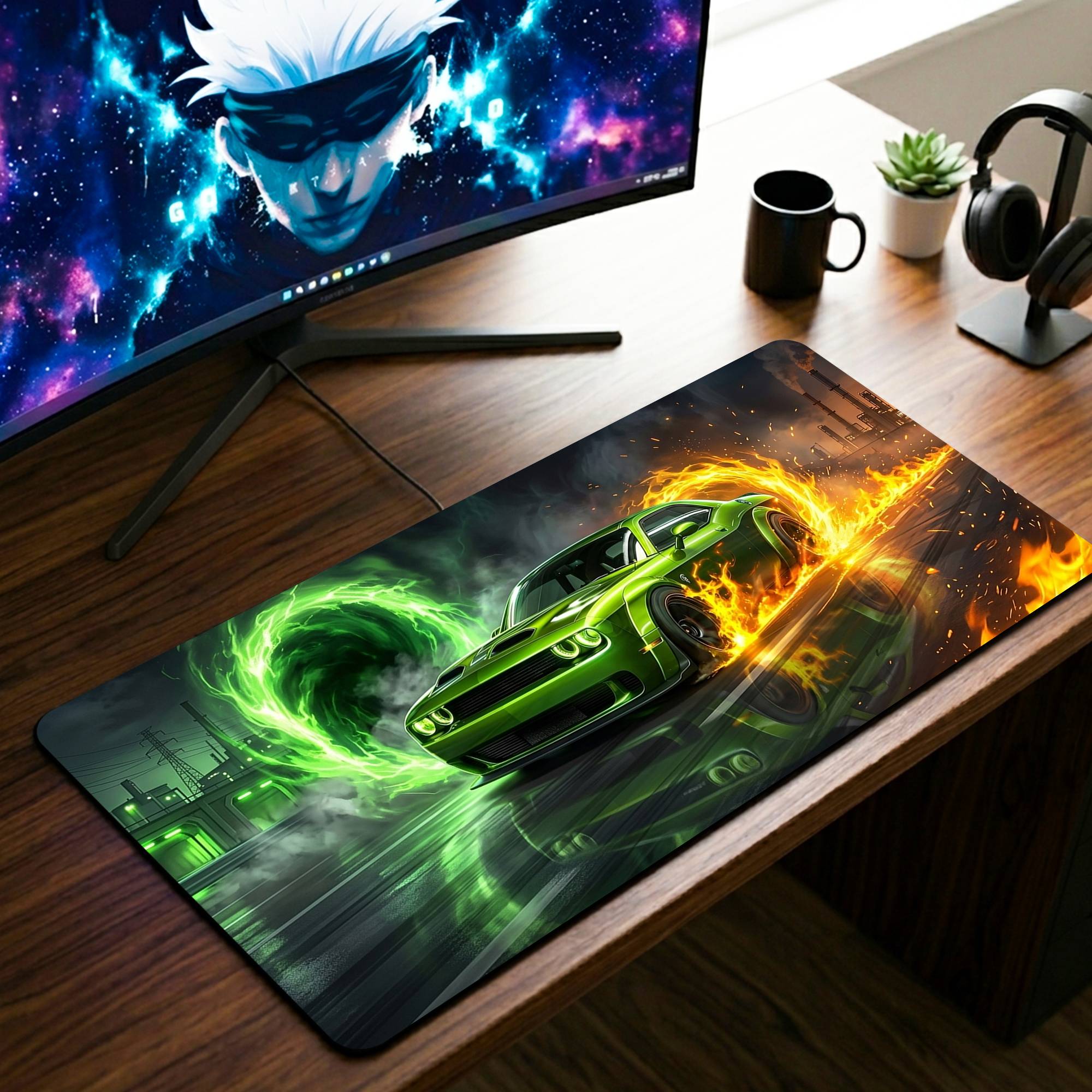 Green Dodge Desk Mat - 11 x 23 Inch image