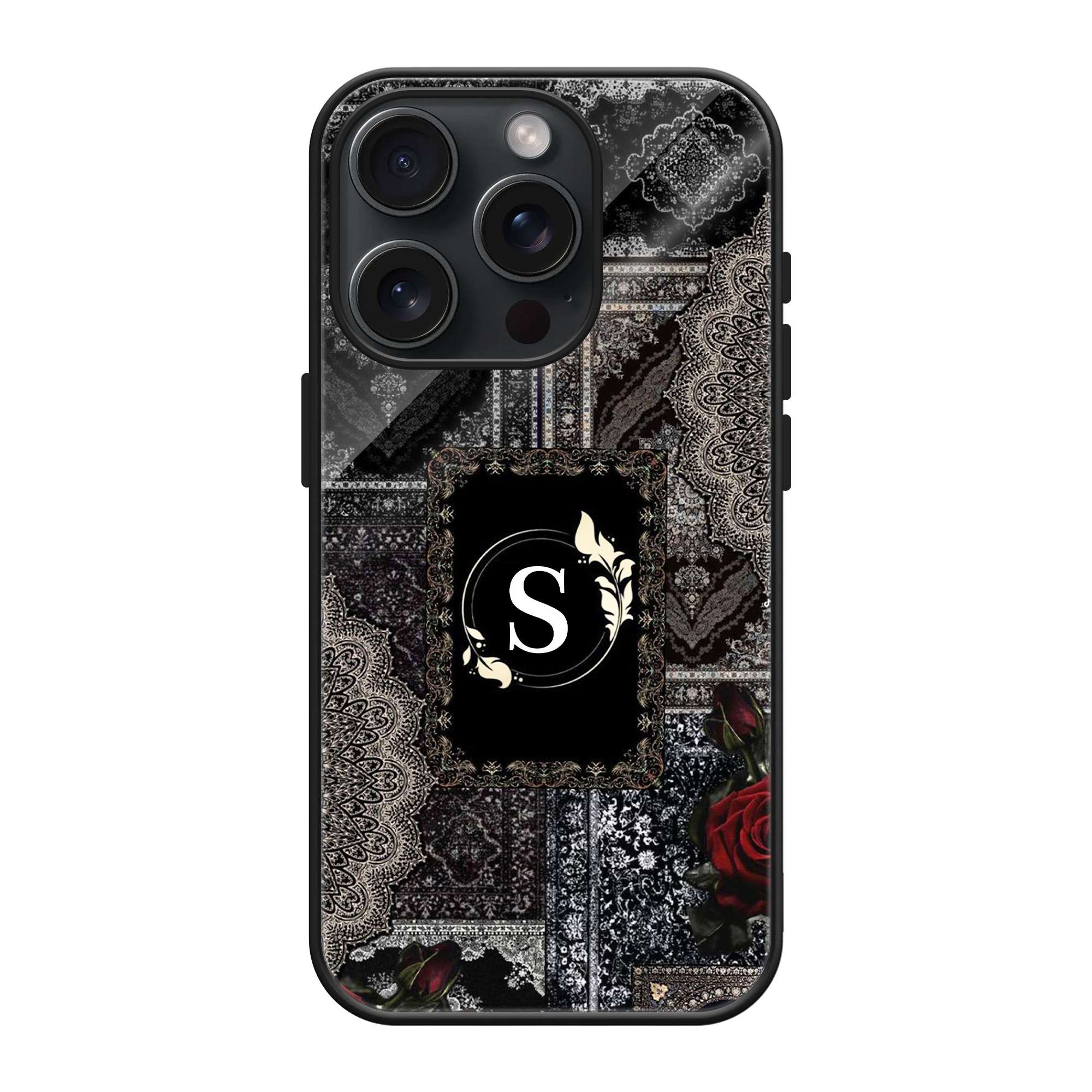 Alphabet Floral Rug Glass Name Case image 0