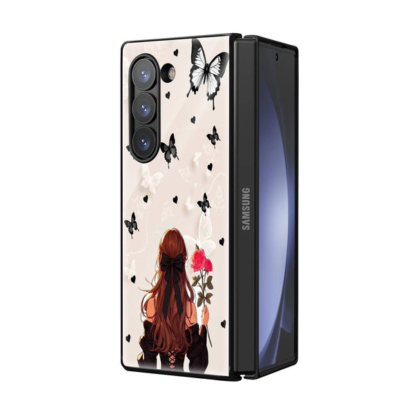 Roses and Wings Samsung Z Fold Glass Case image 1