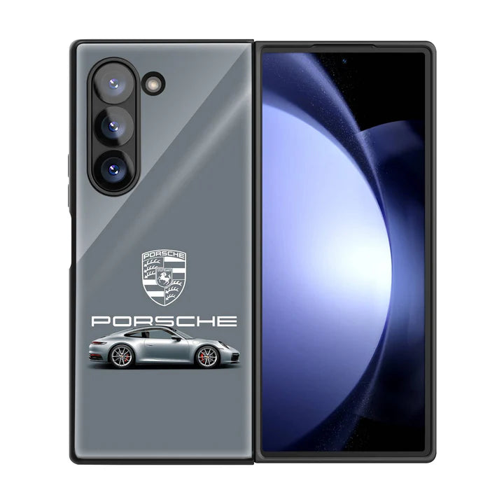 Silver Porsche Samsung Z Fold Glass Case image 2