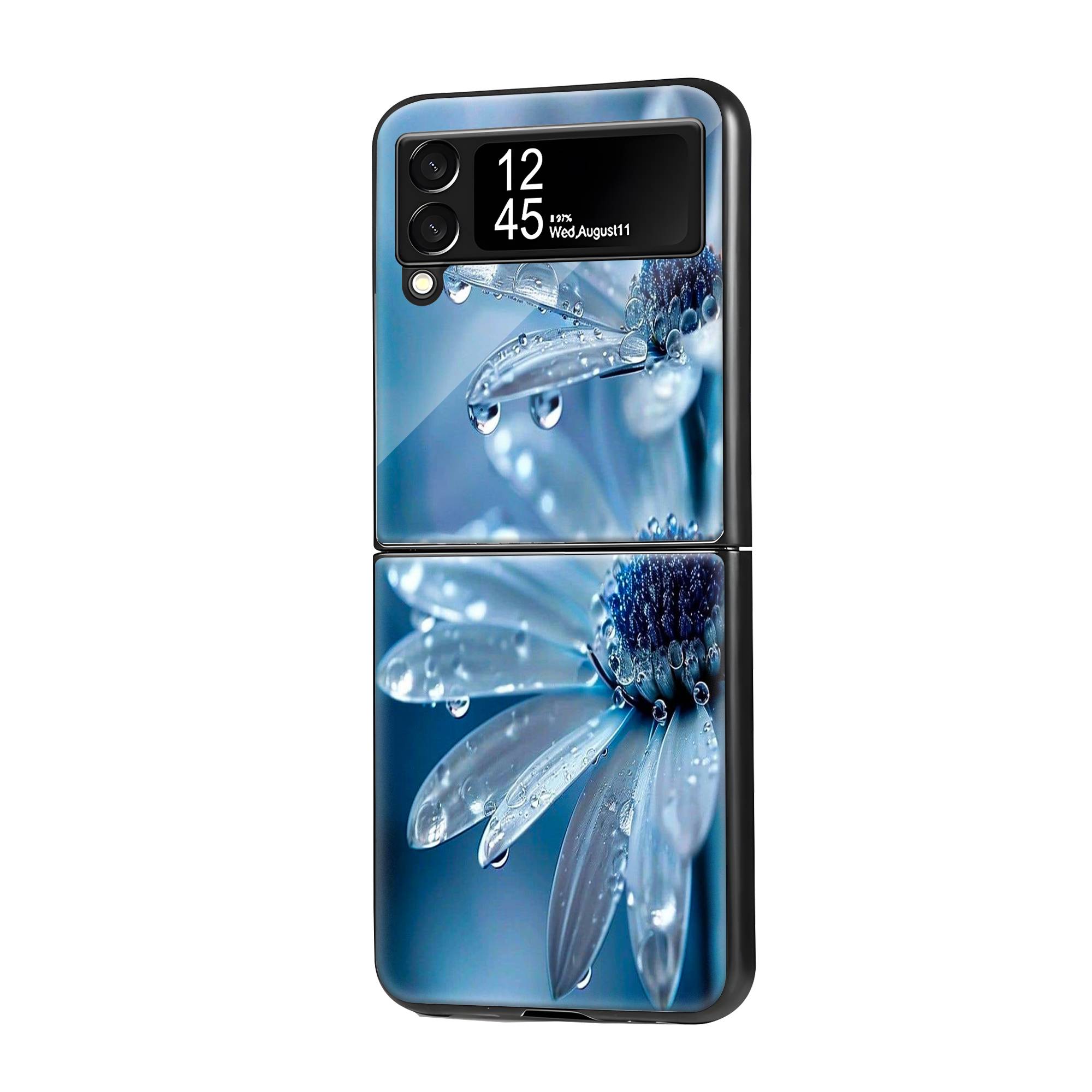 Blue Flowers Samsung Z Flip Glass Case image 0 Main image
