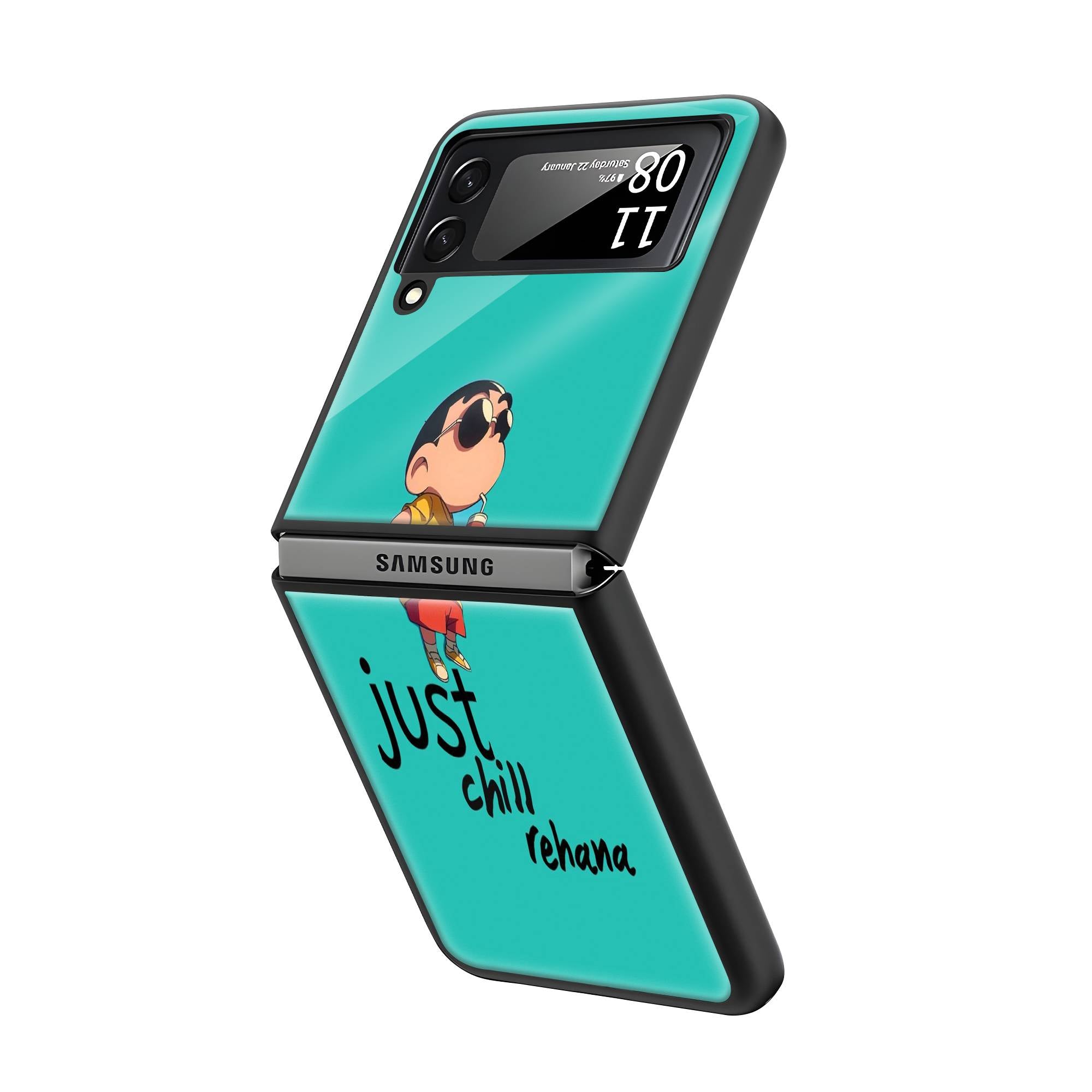 Crayon Shinchan Samsung Z Flip Glass Case Secondary image