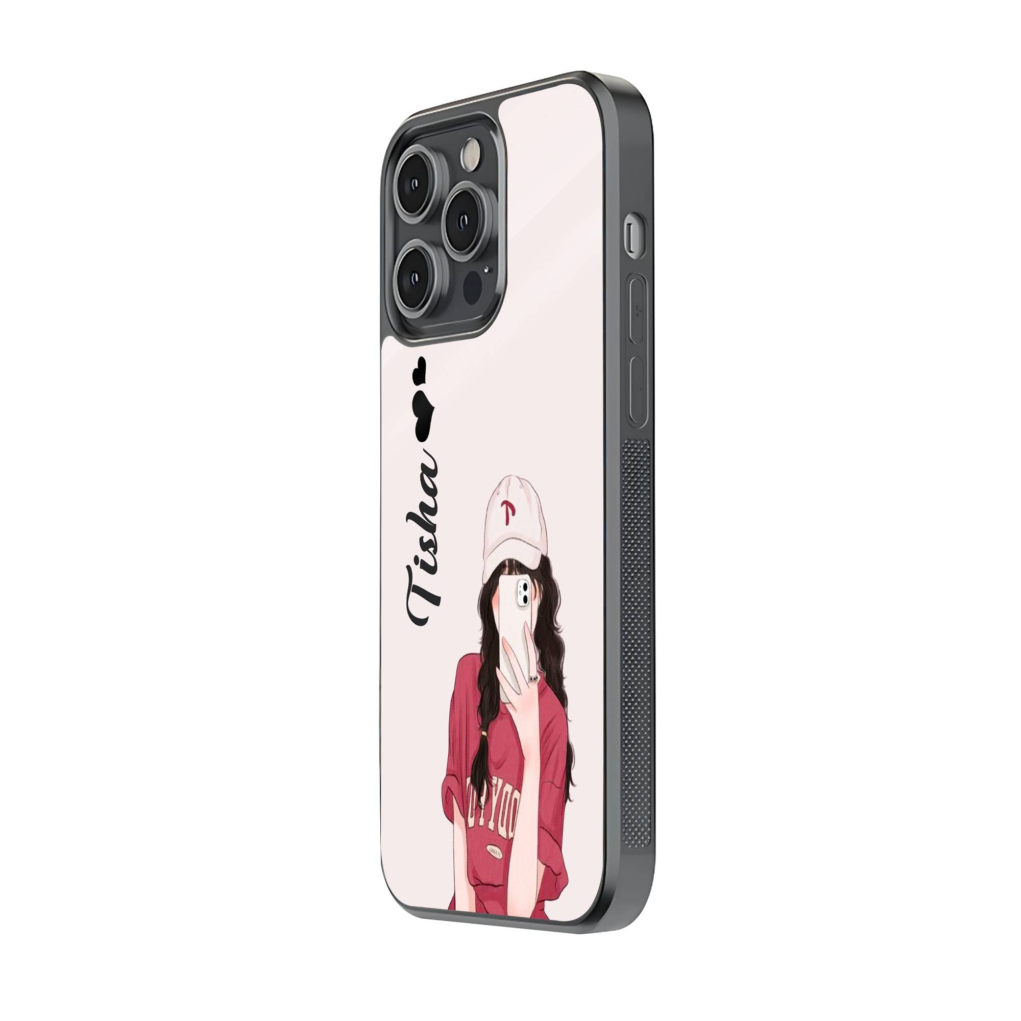 Selfie Girl Glass Name Case Secondary image