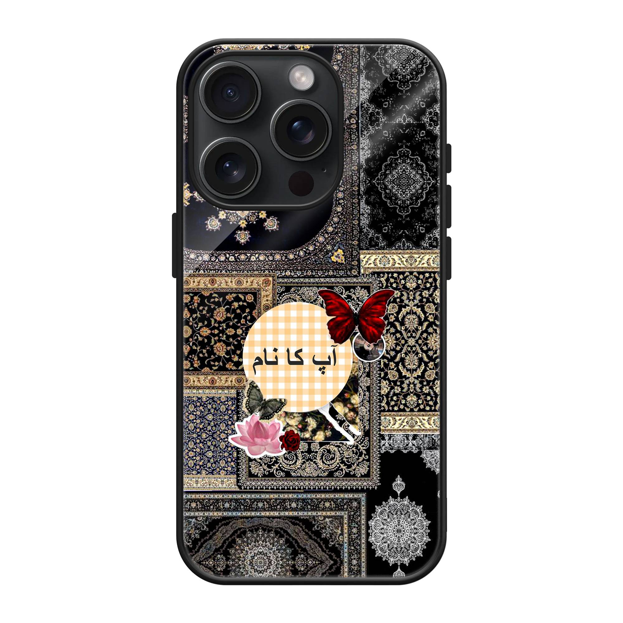 Red Butterfly Carpet Glass Name Case image 0
