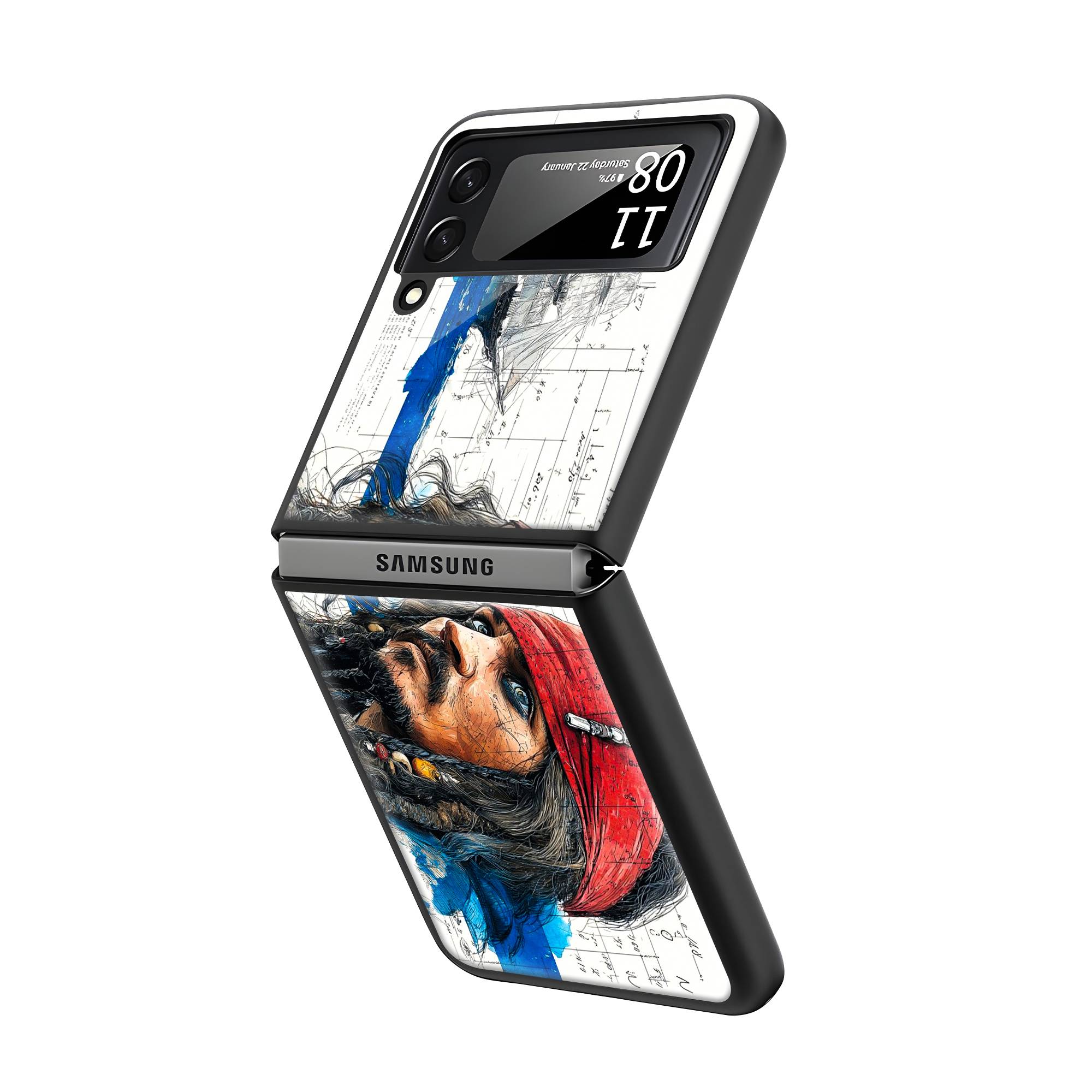 Captain's Sketch Samsung Z Flip Glass Case Secondary image