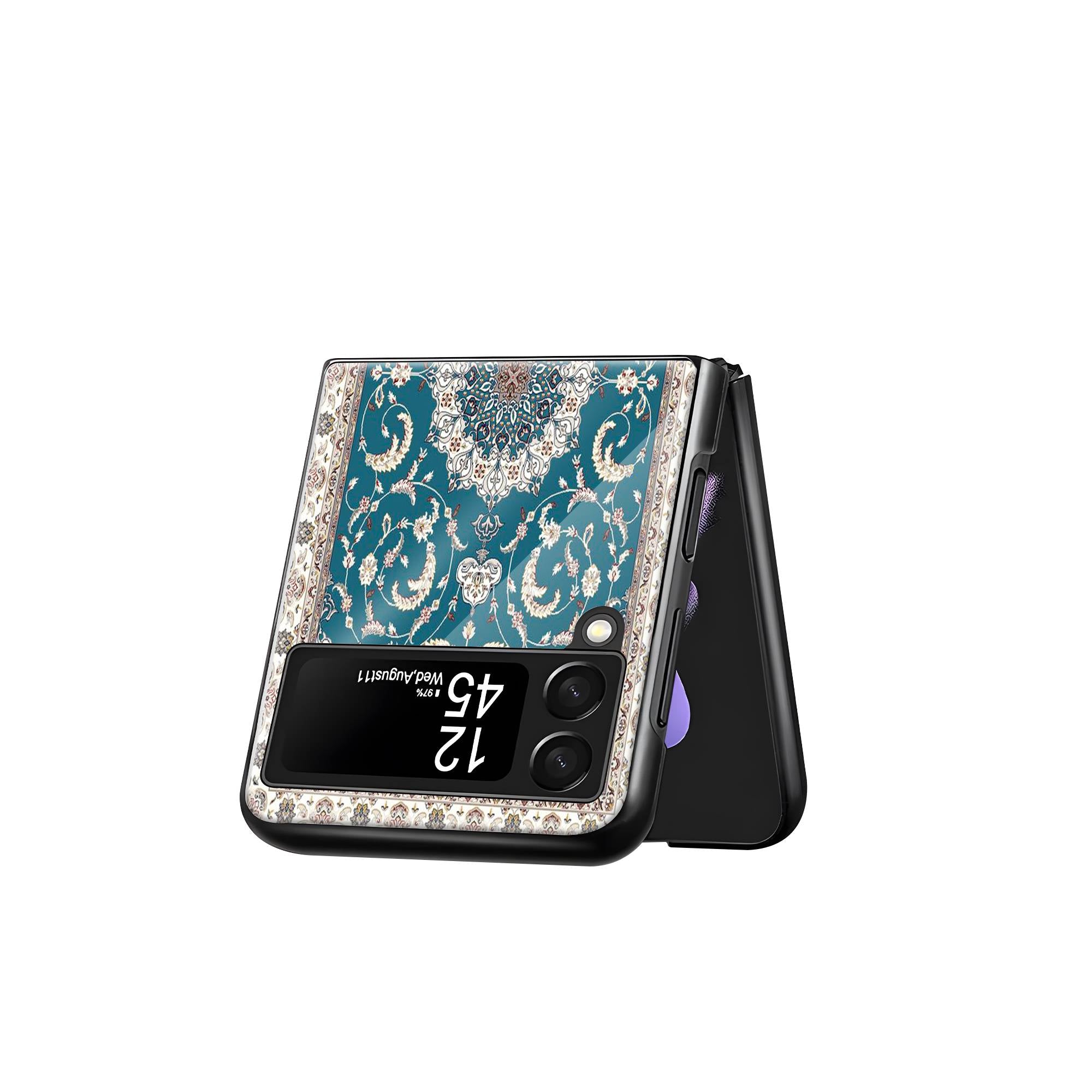 Teal Classic Medallion Samsung Z Flip Glass Case image 2