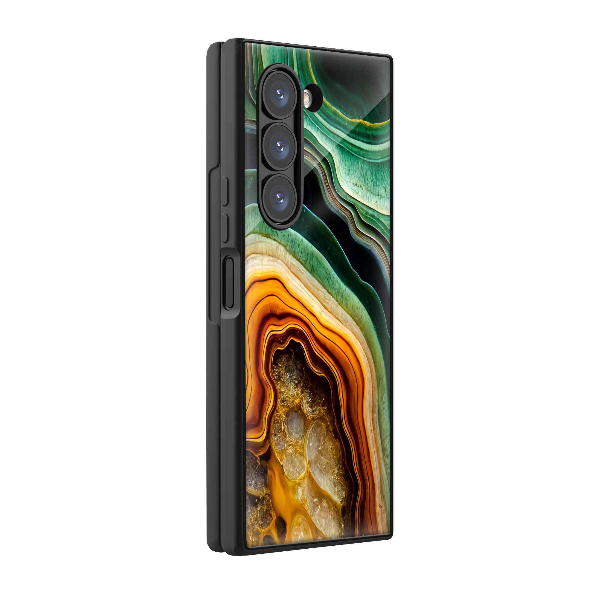 Green Marble Abstract Samsung Z Fold Glass Case image 0