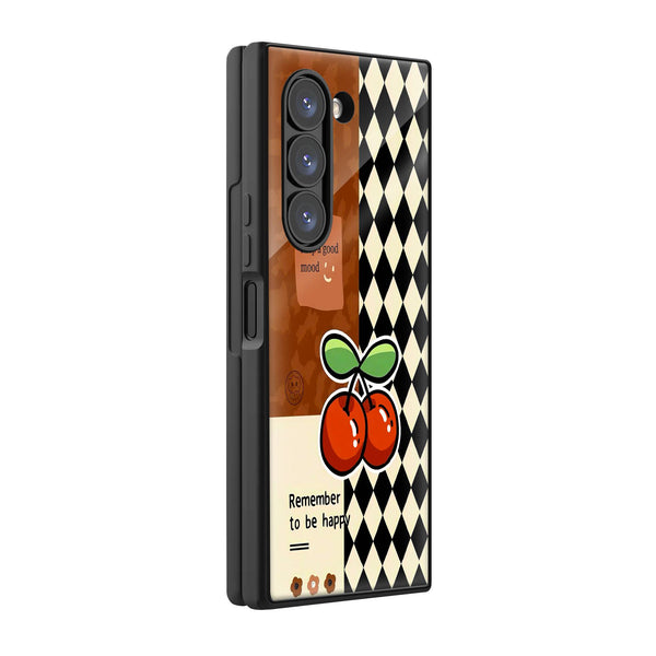 Cherry Checkers Samsung Z Fold Glass Case image 0
