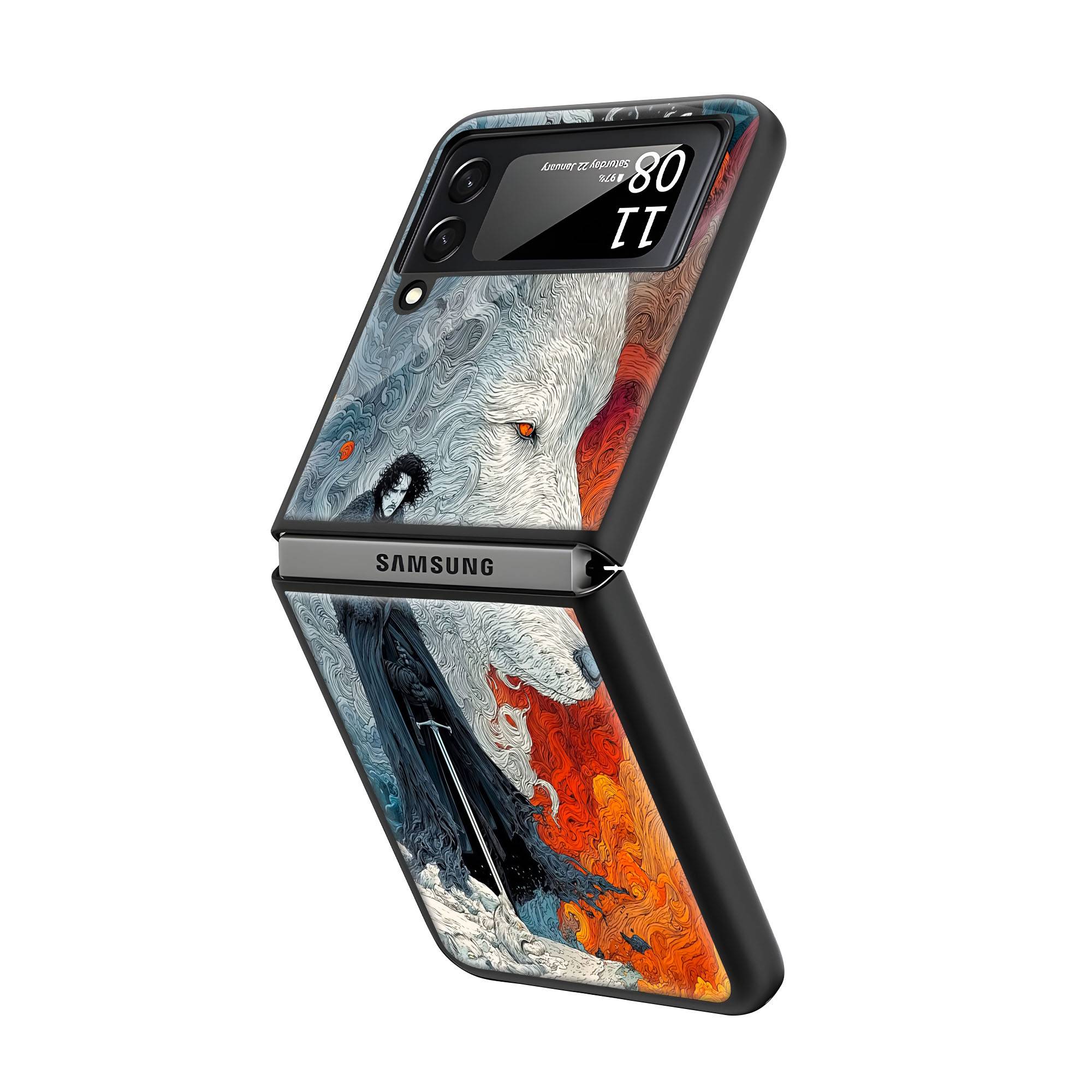 Direwolf Samsung Z Flip Glass Case image 1