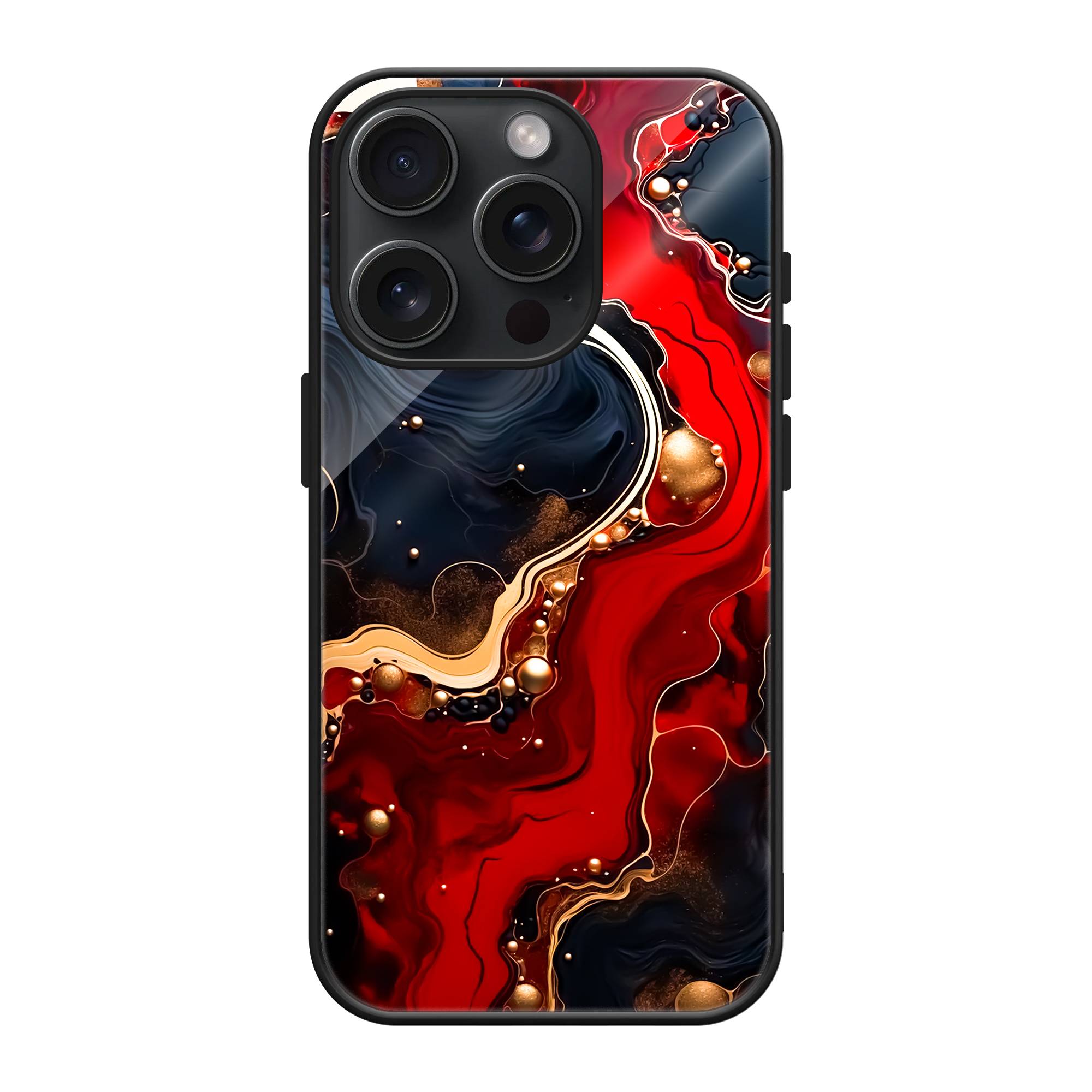 Red-Gold Luxury Marble Glass Case image 0 Main image