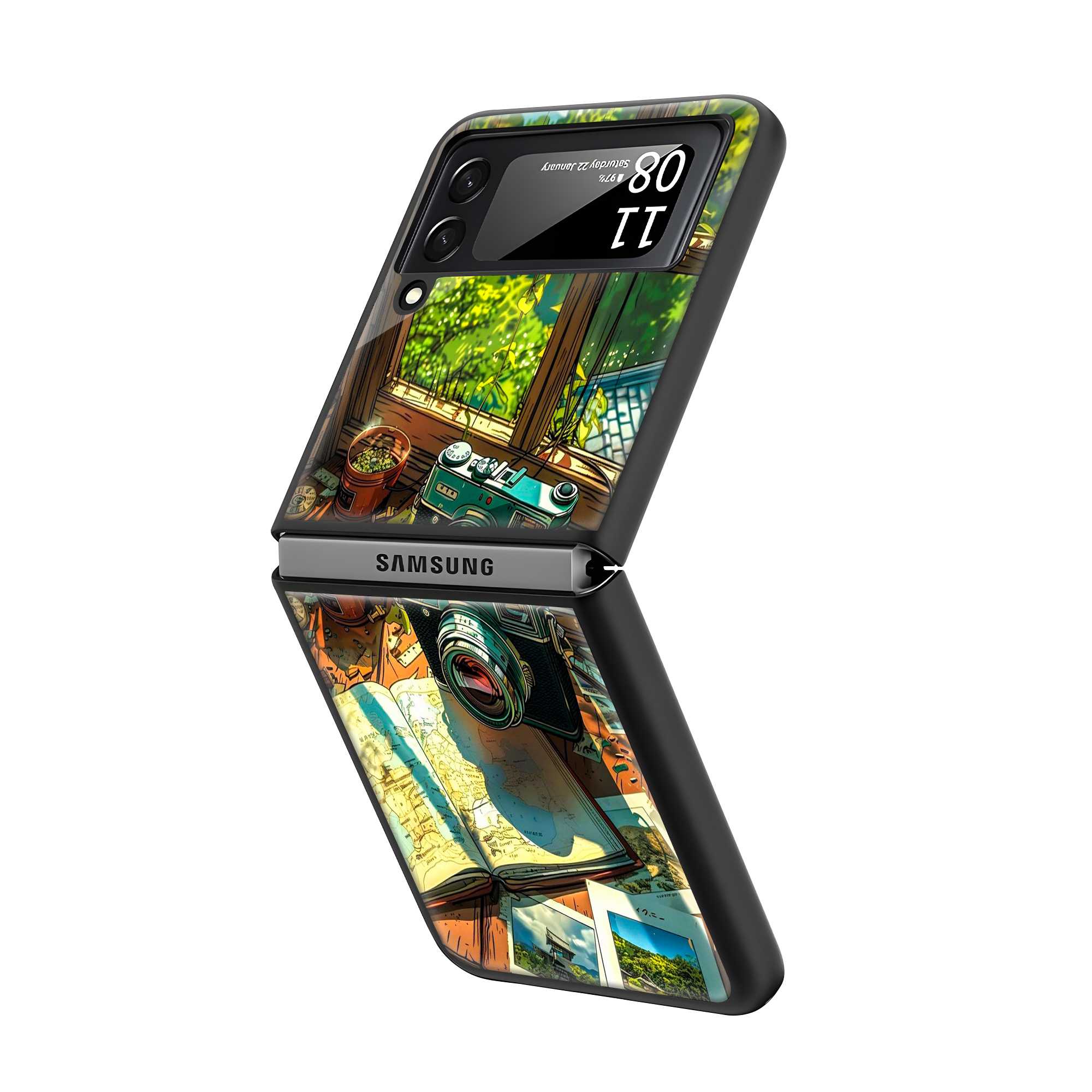 Travel Camera Samsung Z Flip Glass Case Secondary image