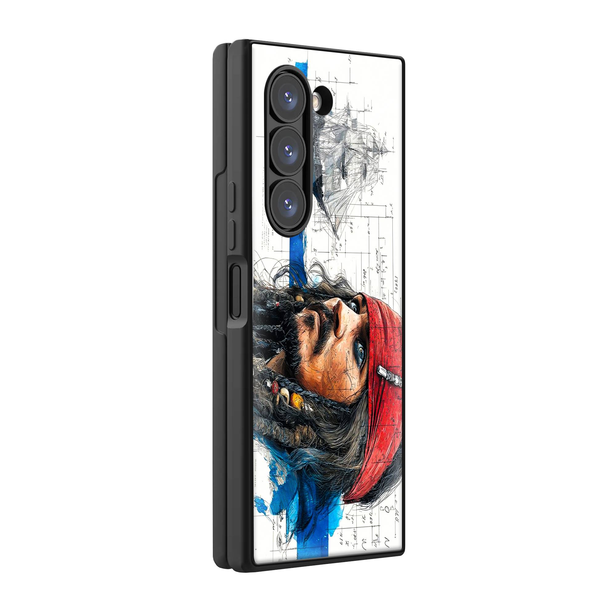 Captain's Sketch Samsung Z Fold Glass Case image 0 Main image