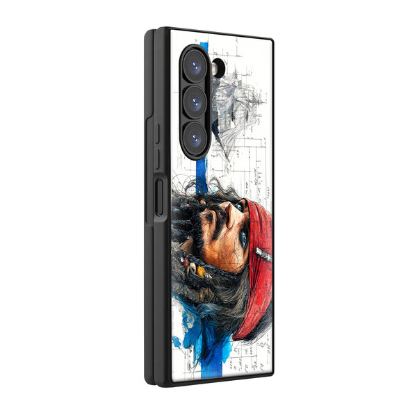 Captain's Sketch Samsung Z Fold Glass Case image 0