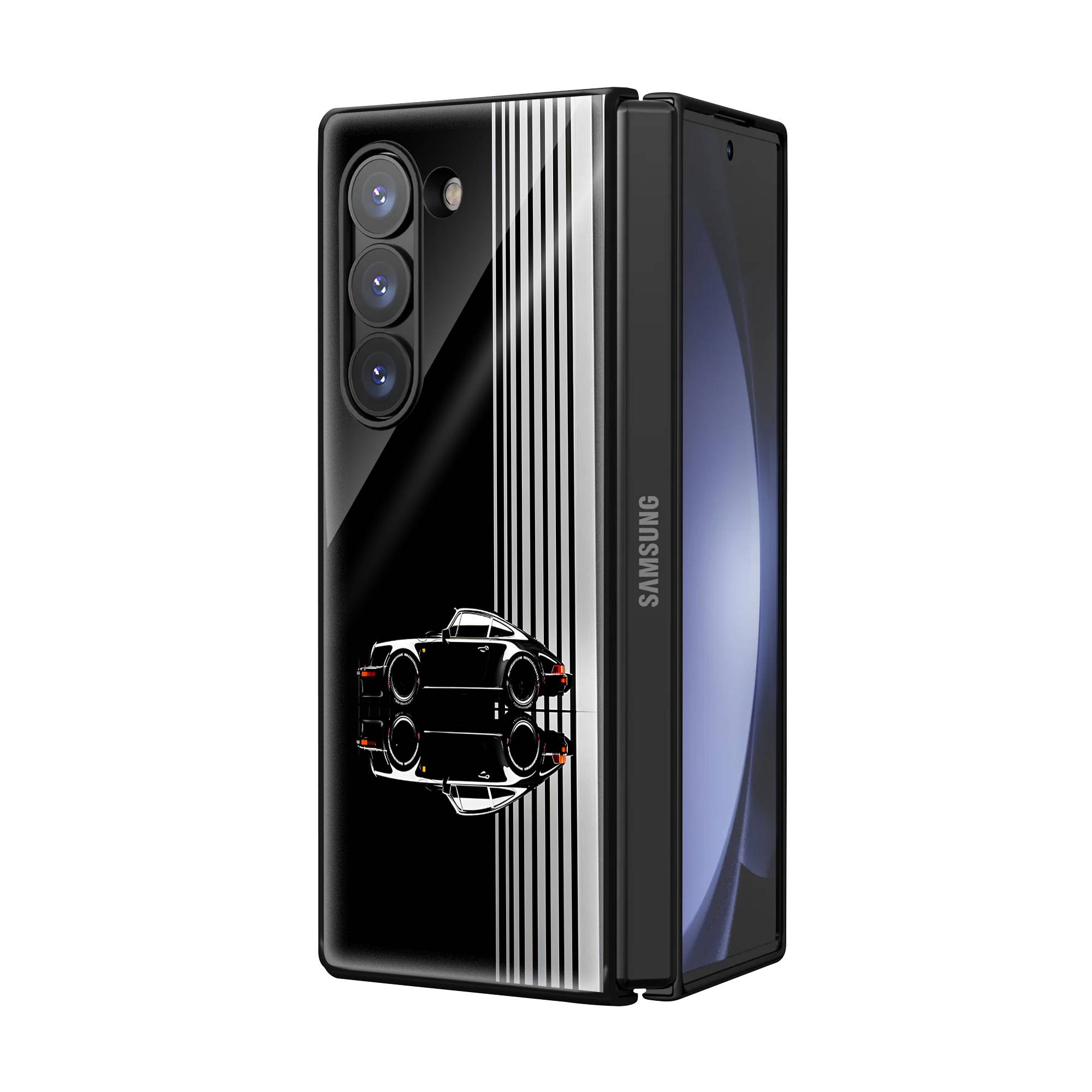 Black Porsche Samsung Z Fold Glass Case Secondary image