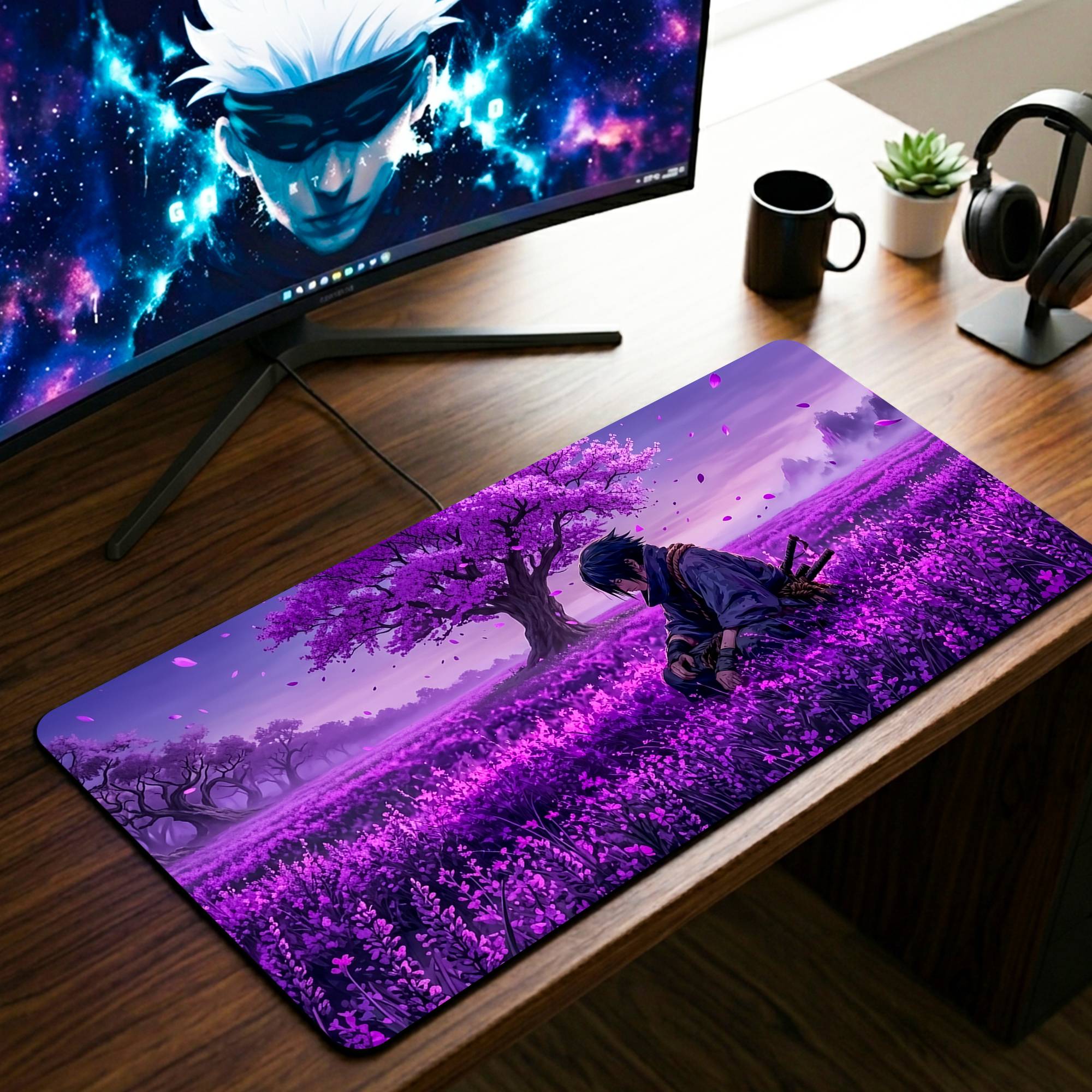 Sasuke Uchiha Desk Mat - 11 x 23 Inch image