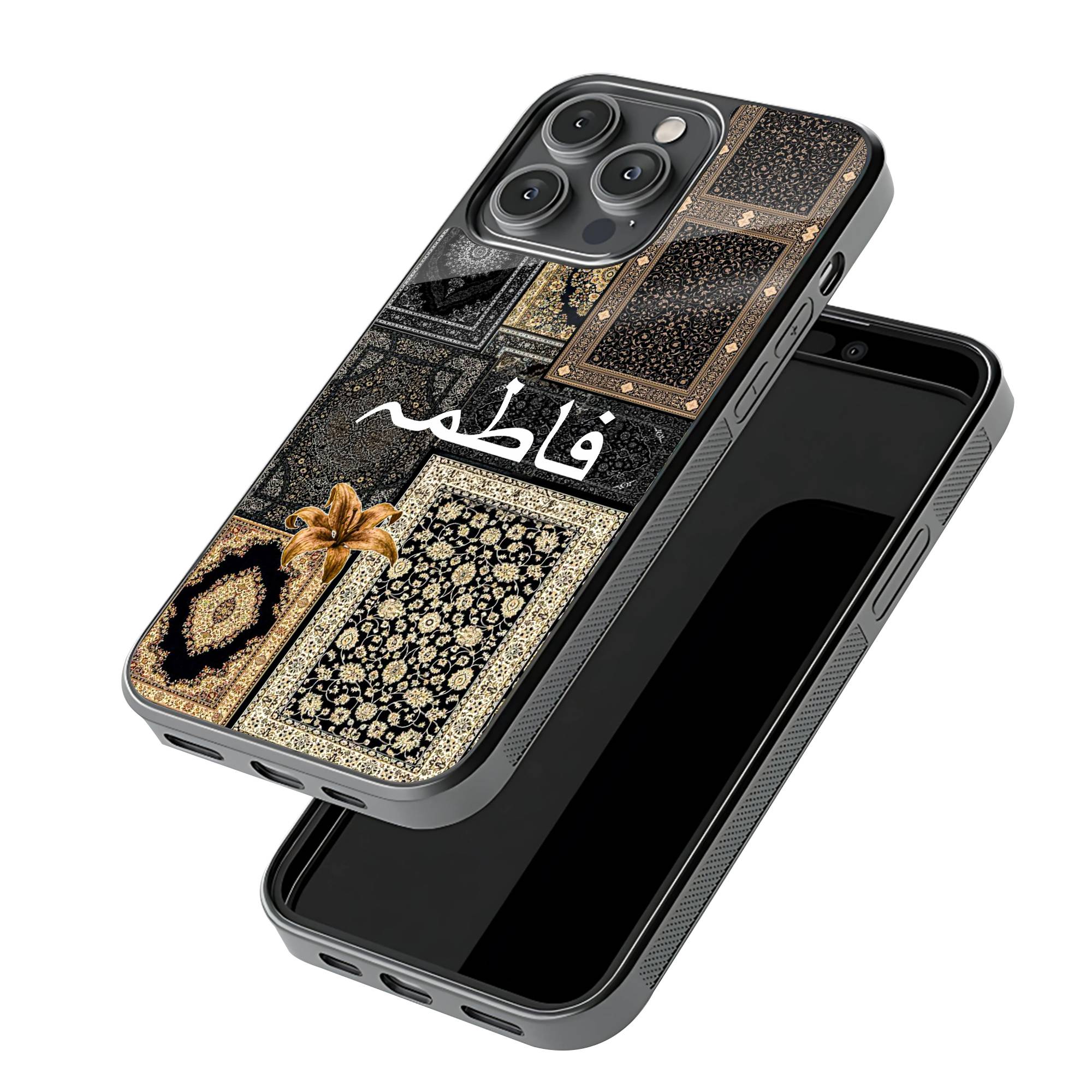 Black Persian Carpet Glass Name Case image 2
