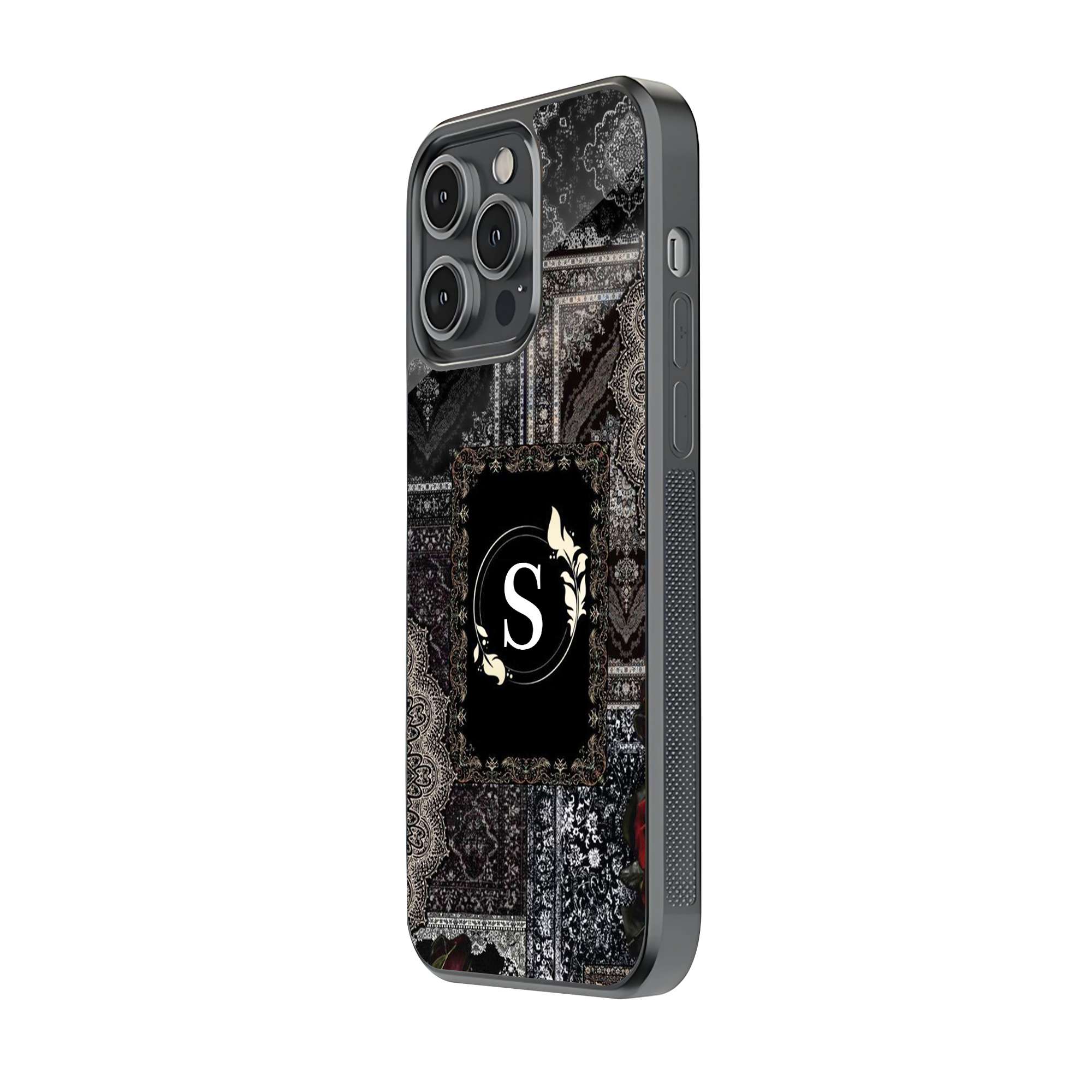 Alphabet Floral Rug Glass Name Case image 1