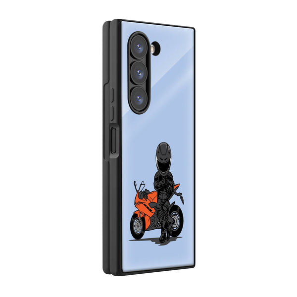 Biker Standing Samsung Z Fold Glass Case image 0