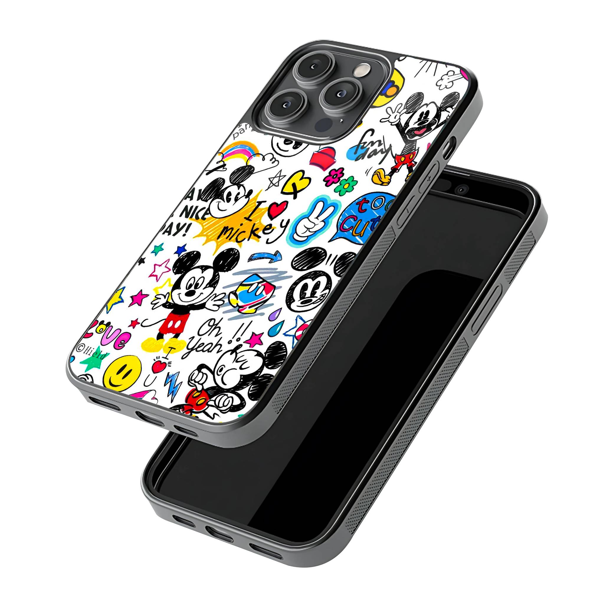 Mickey Mouse Doodle Glass Case image 2