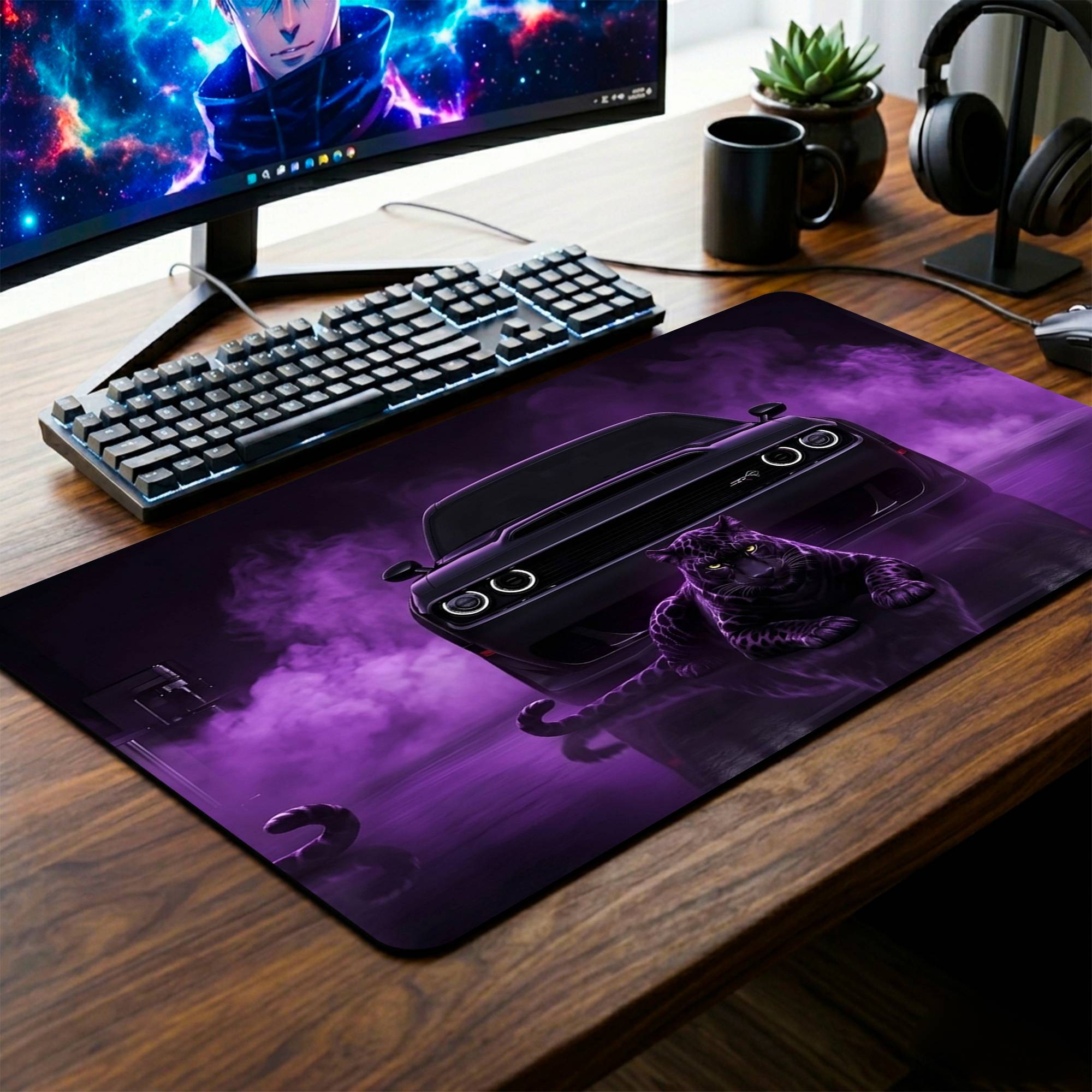 Dark Muscle Car Desk Mat - 14 x 23 Inch image