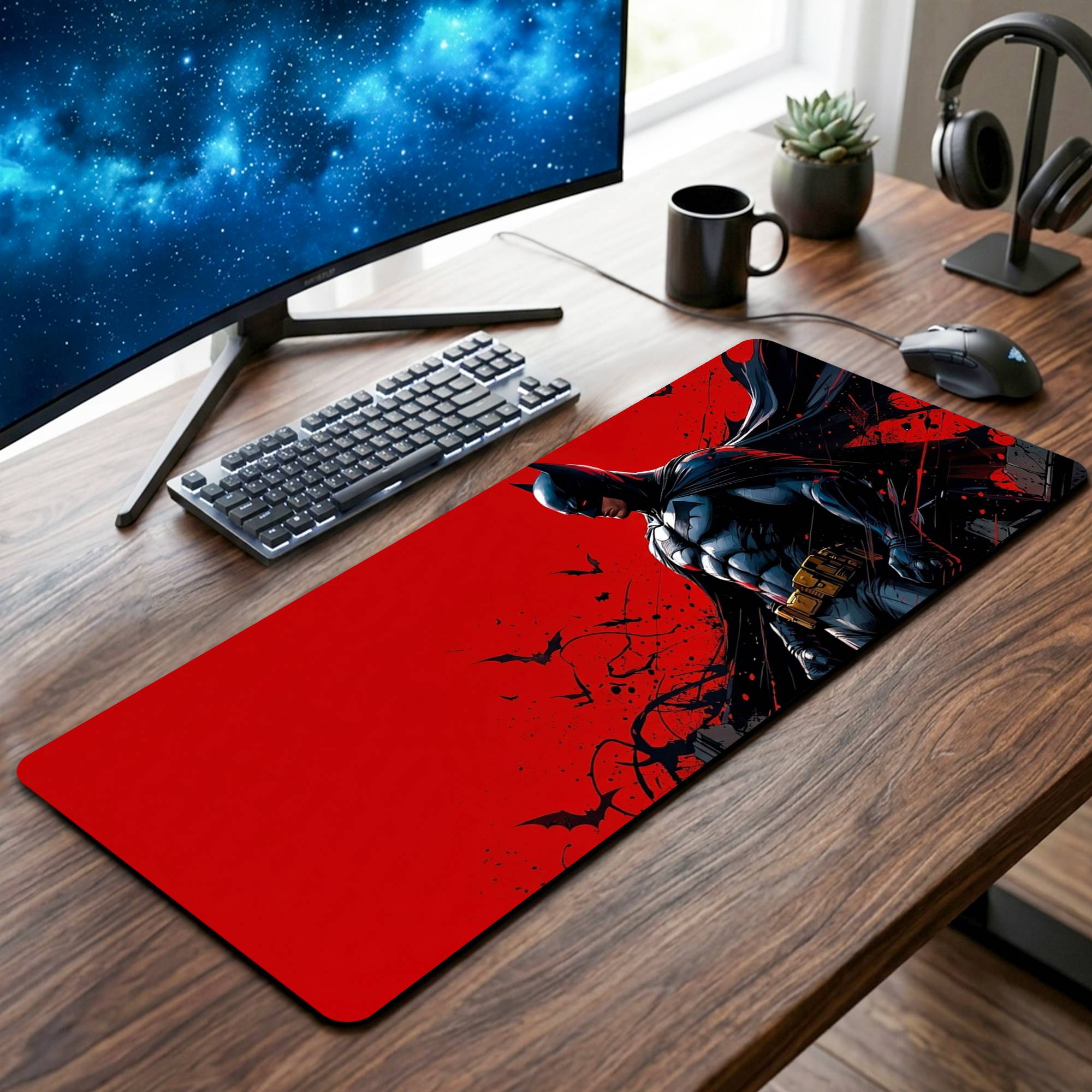 Red Batman Desk Mat - 12 x 32 Inch image