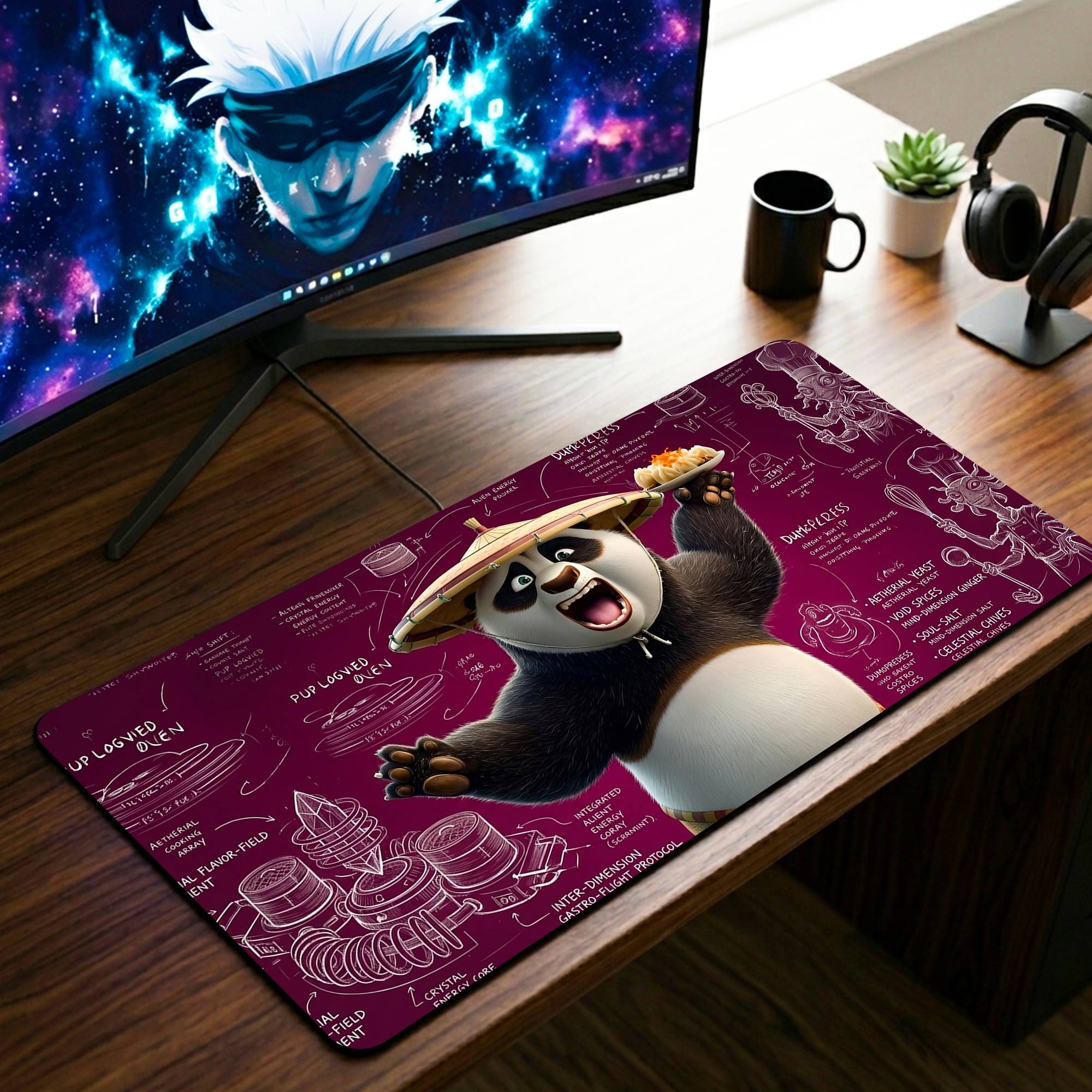 Foodie Panda Desk Mat - 11 x 23 Inch image