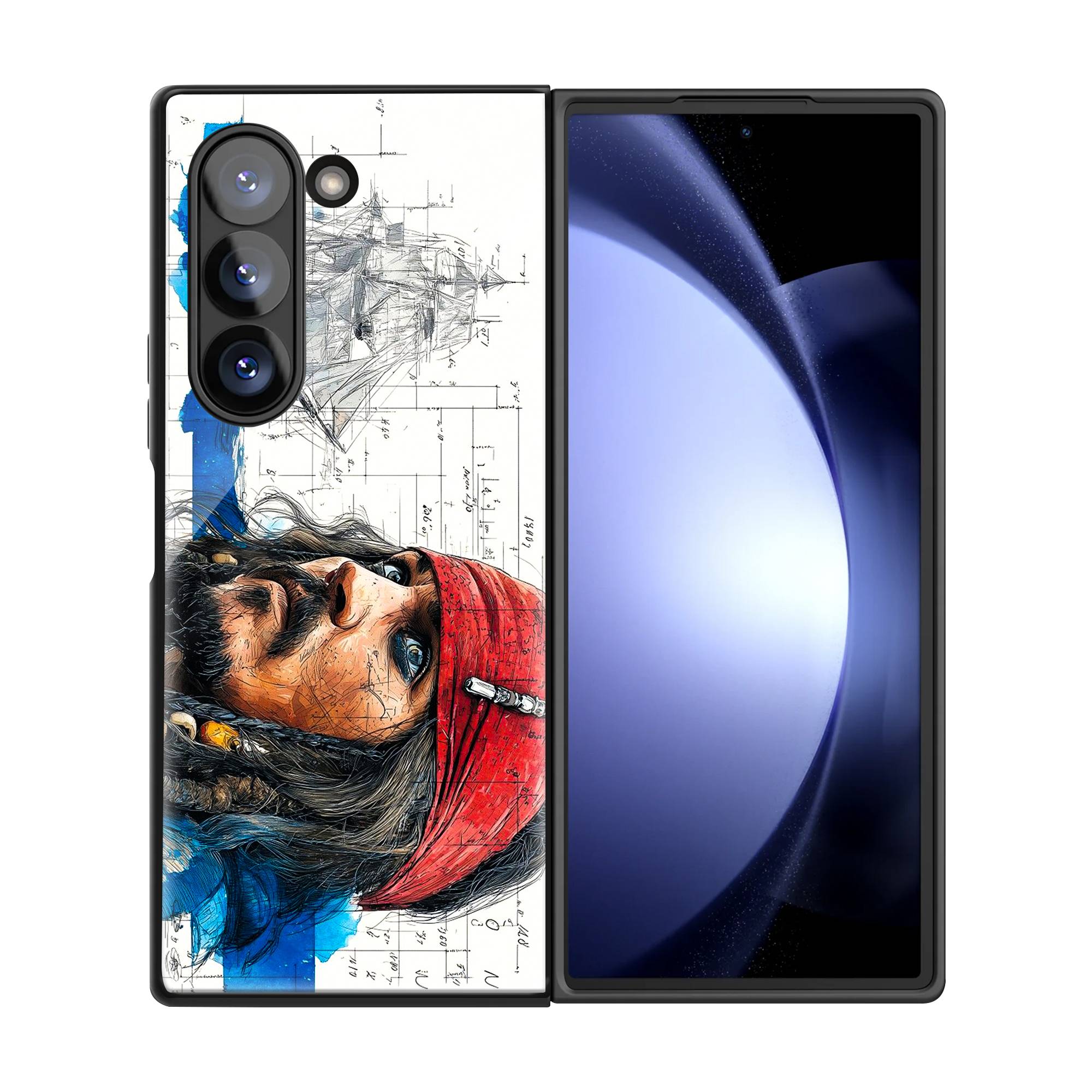 Captain's Sketch Samsung Z Fold Glass Case image 2
