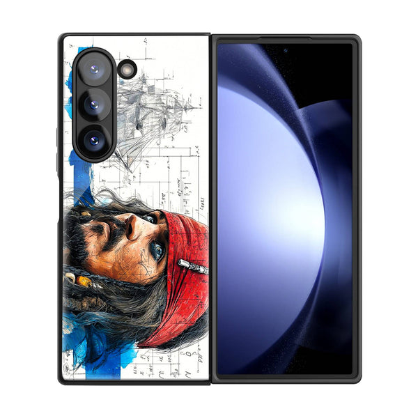 Captain's Sketch Samsung Z Fold Glass Case image 2