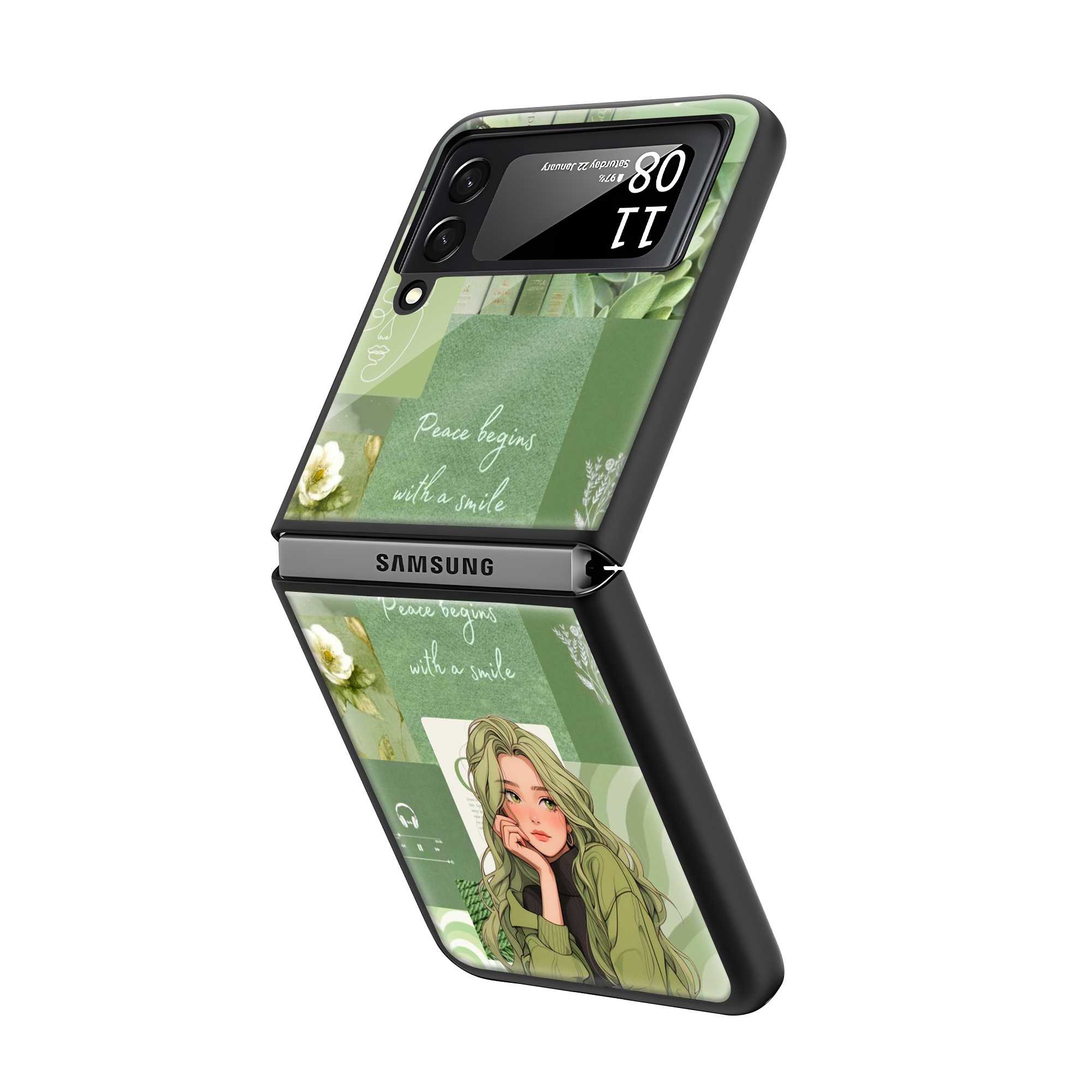 Peace Begins Samsung Z Flip Glass Case Secondary image