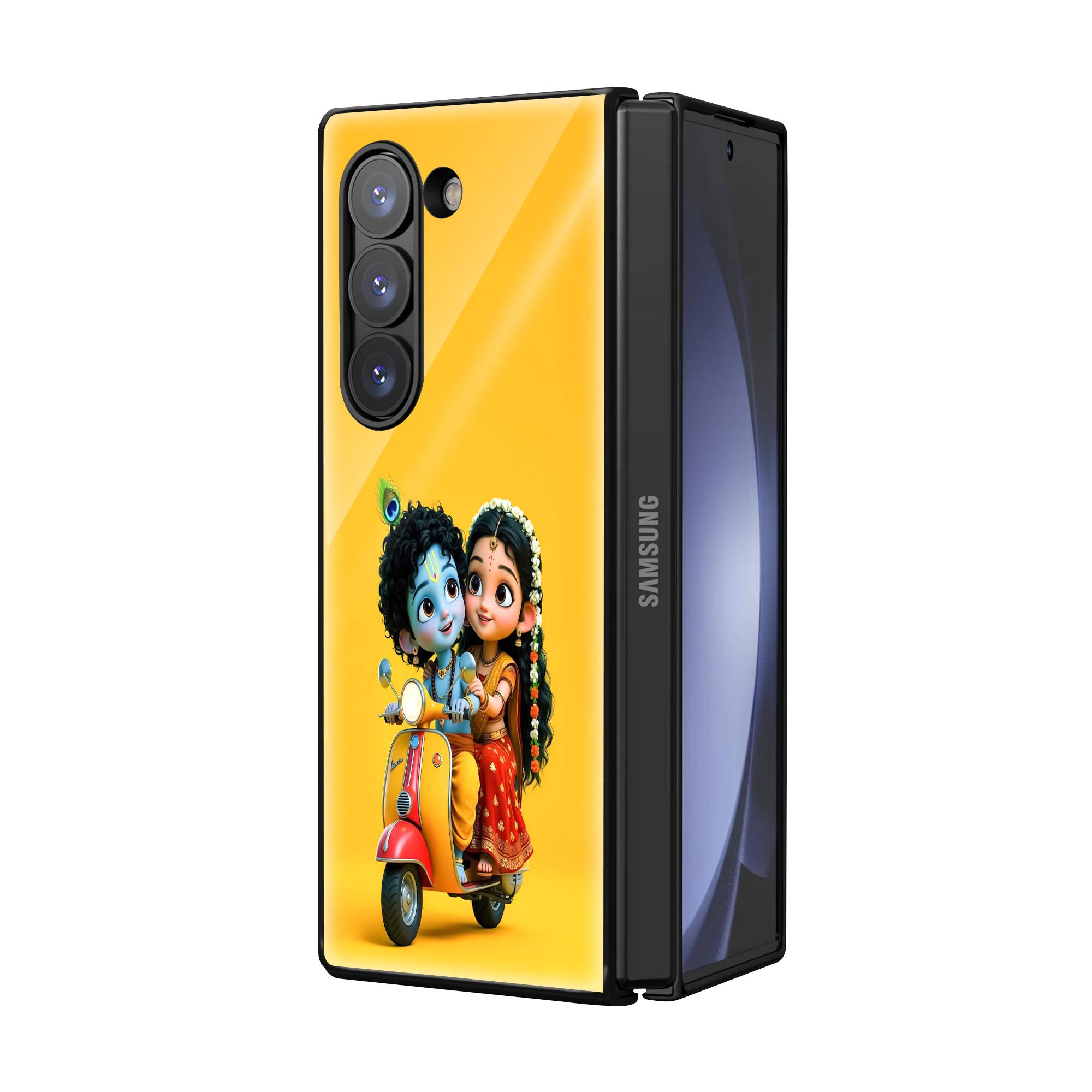 Little Krishna Ride Samsung Z Fold Glass Case Secondary image