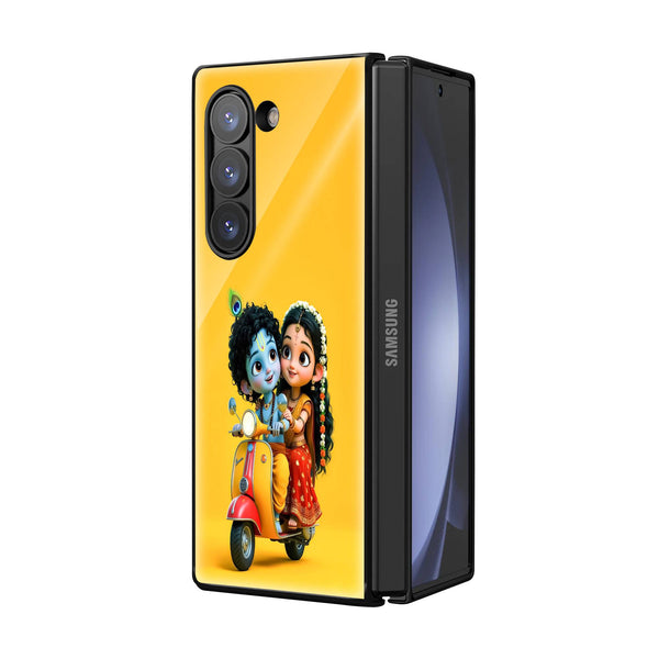 Little Krishna Ride Samsung Z Fold Glass Case image 1