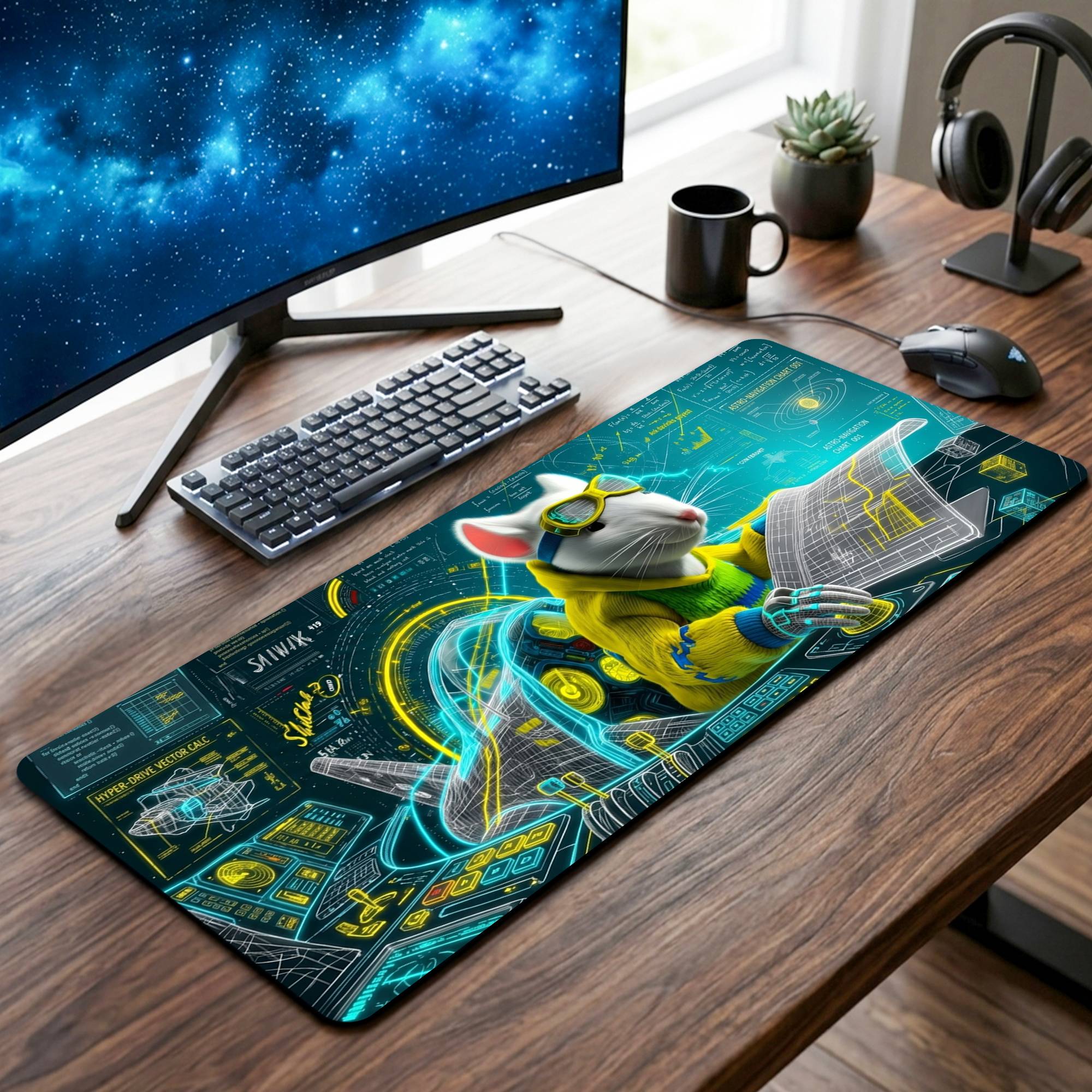 Futuristic Aircraft Desk Mat - 12 x 32 Inch image