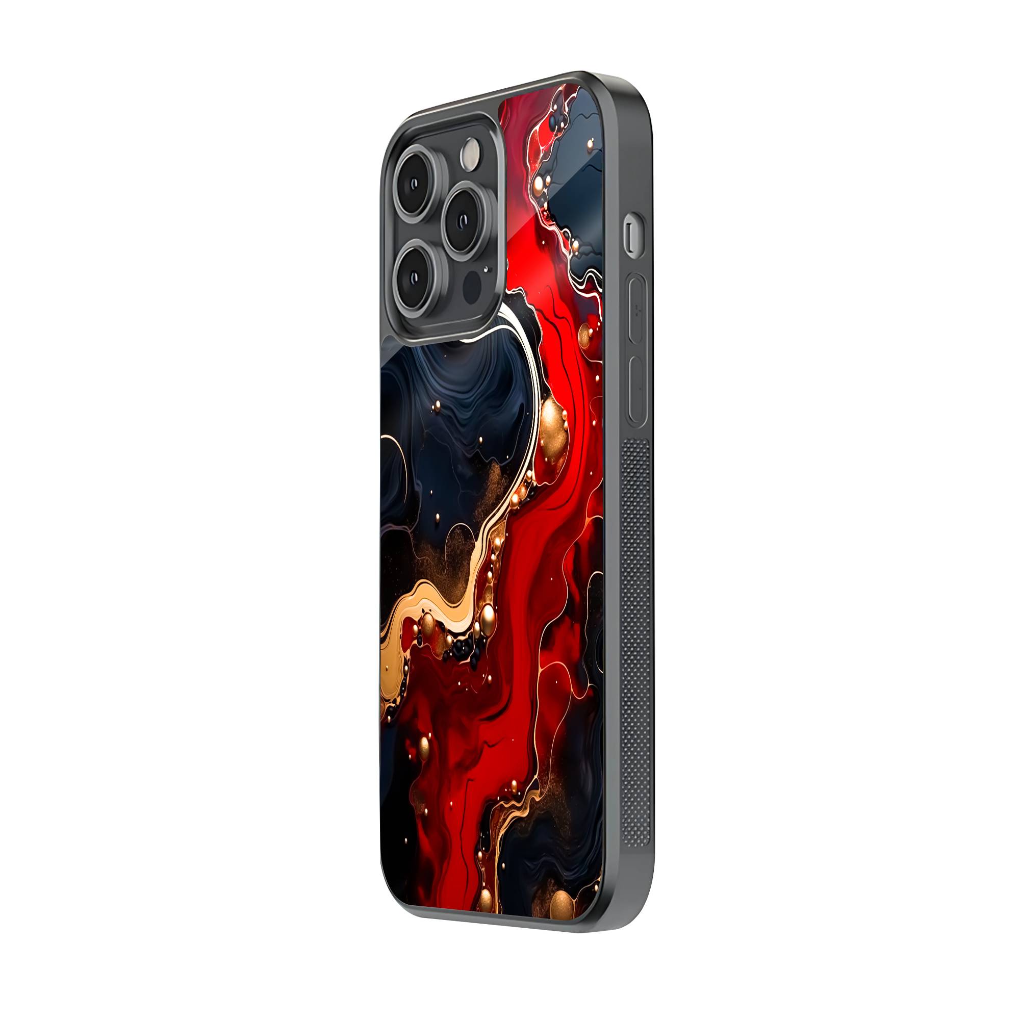 Red-Gold Luxury Marble Glass Case Secondary image