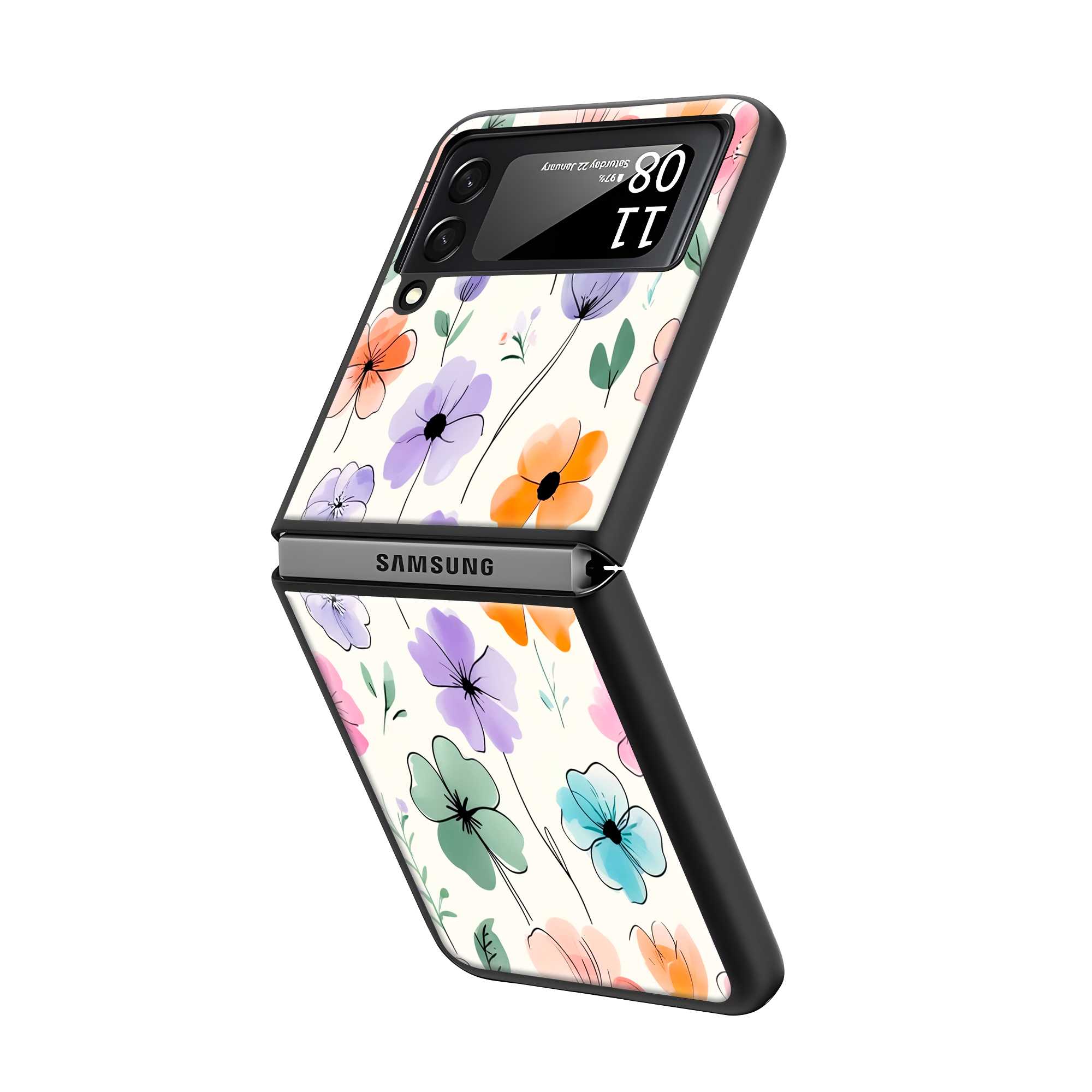 Watercolor Florals Samsung Z Flip Glass Case Secondary image