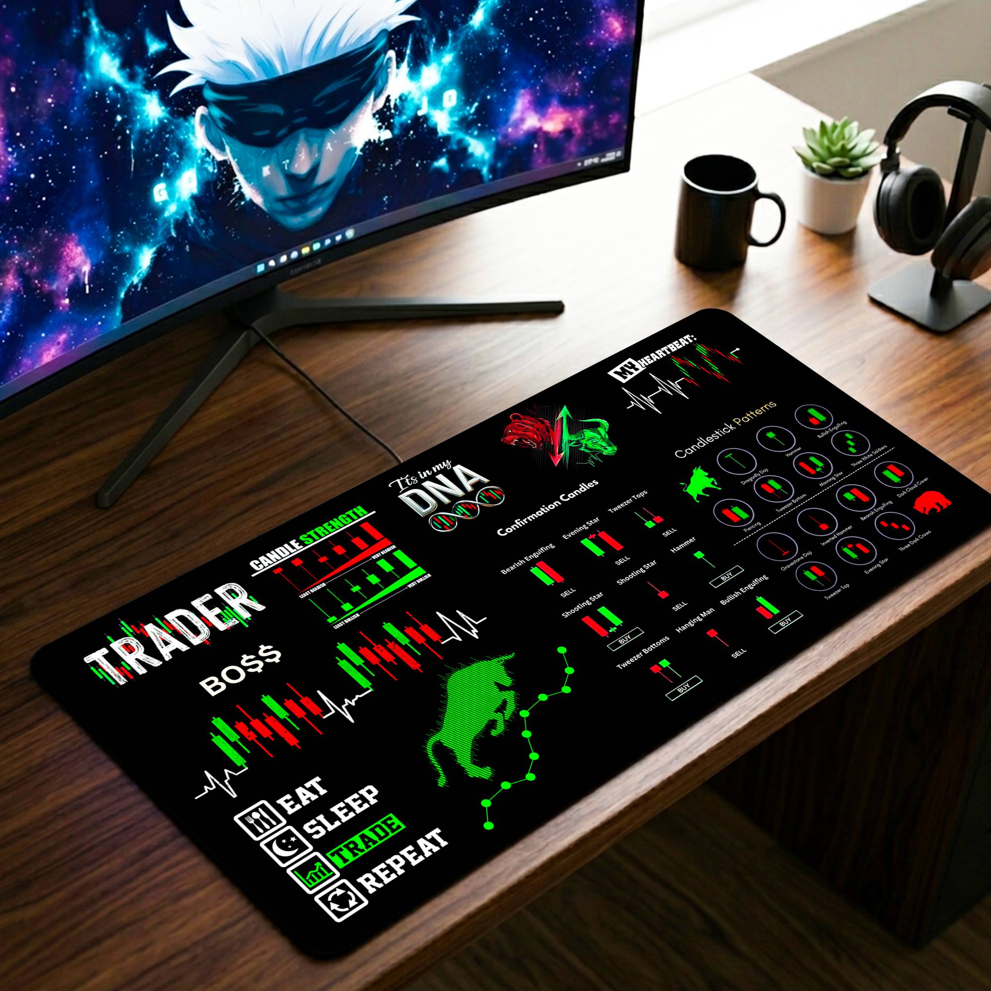 Stock Market Desk Mat - 11 x 23 Inch image