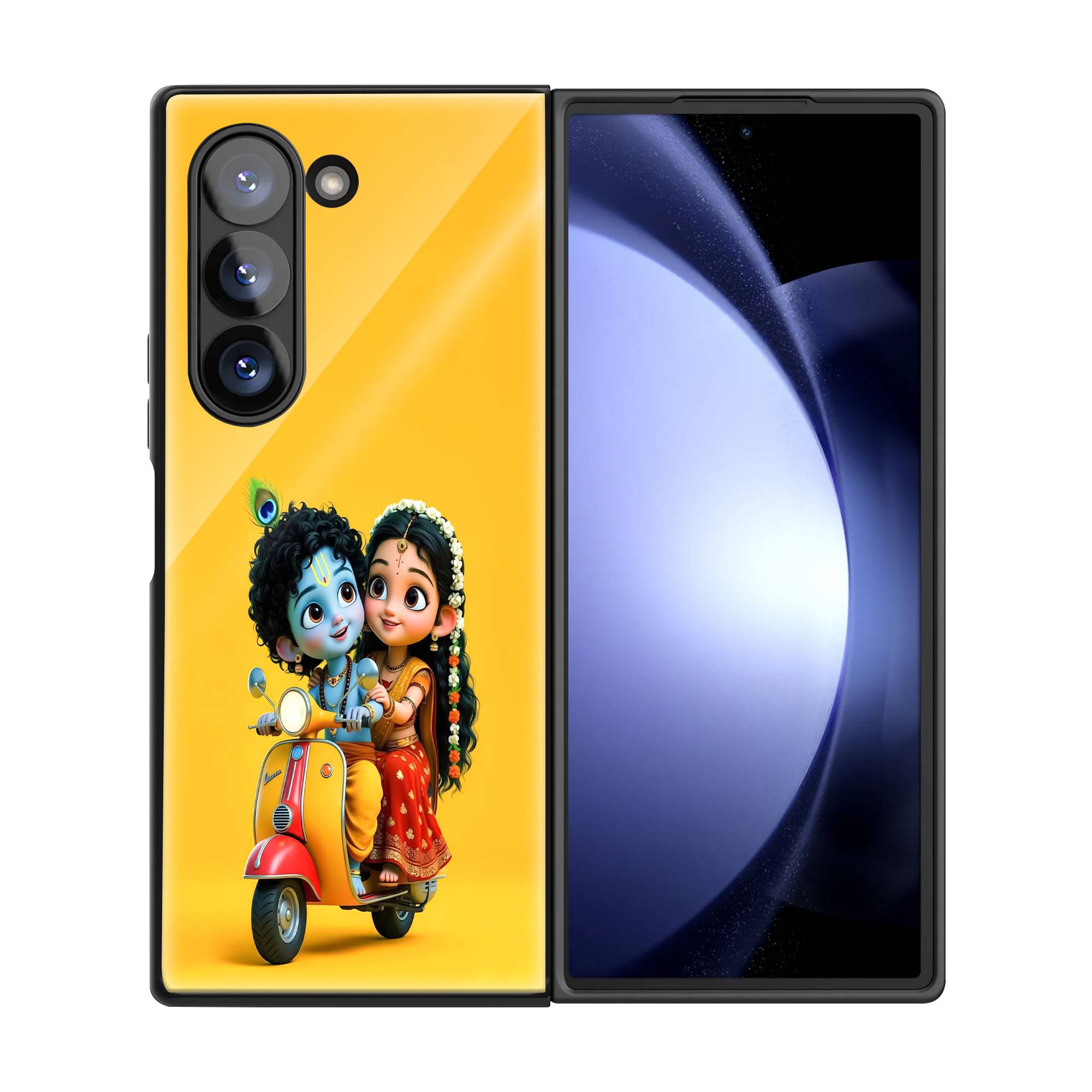 Little Krishna Ride Samsung Z Fold Glass Case image 2