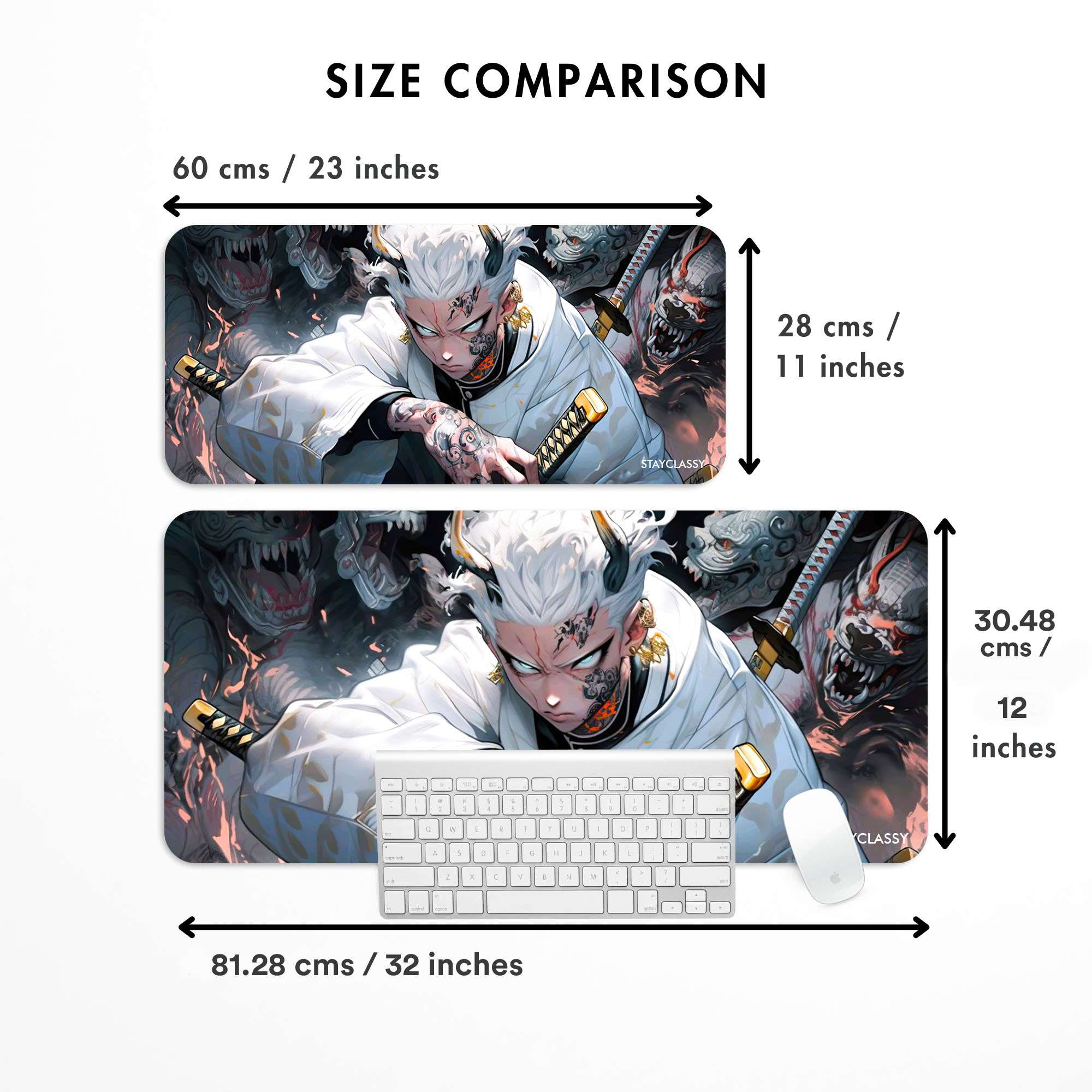 White Hair Demon Desk Mat image 3