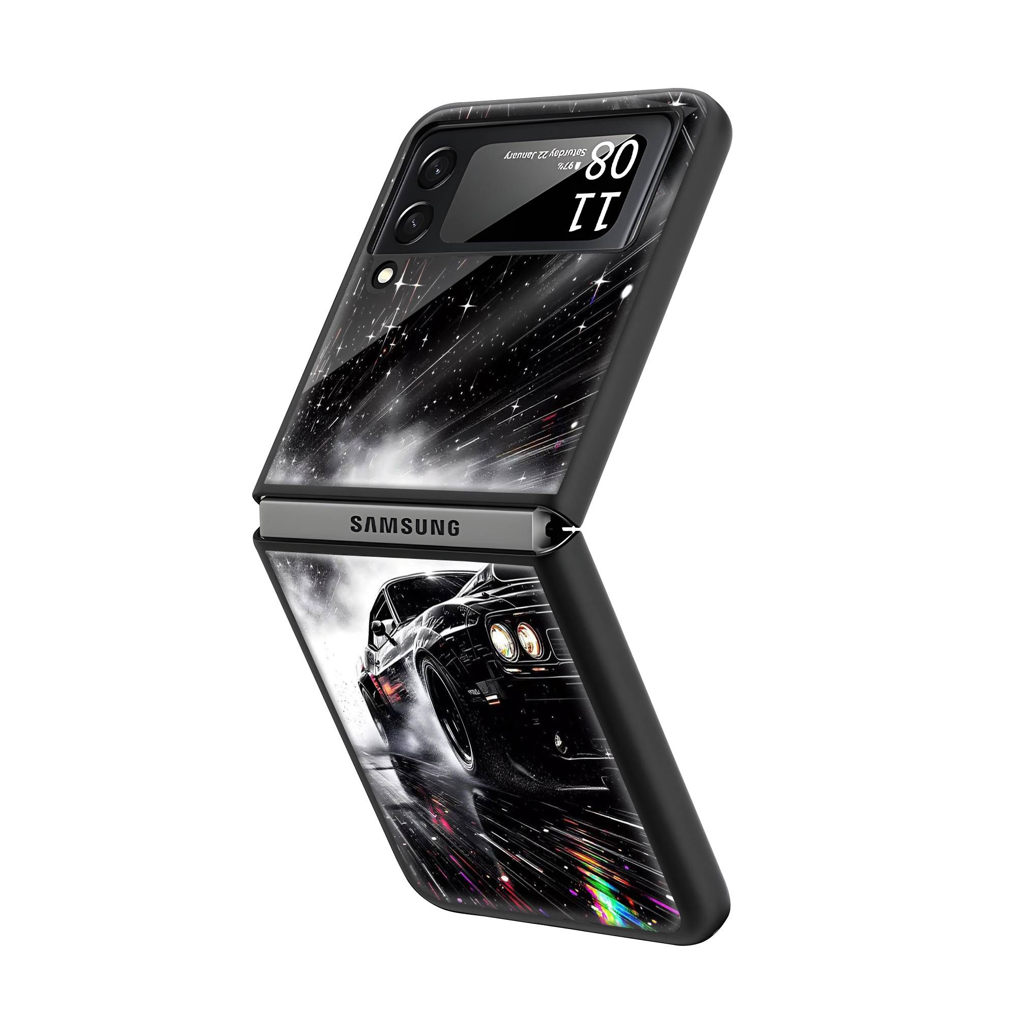 Black Dodge Samsung Z Flip Glass Case Secondary image