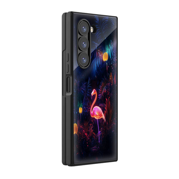 Neon Flamingo Samsung Z Fold Glass Case image 0