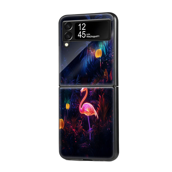 Neon Flamingo Samsung Z Flip Glass Case image 0