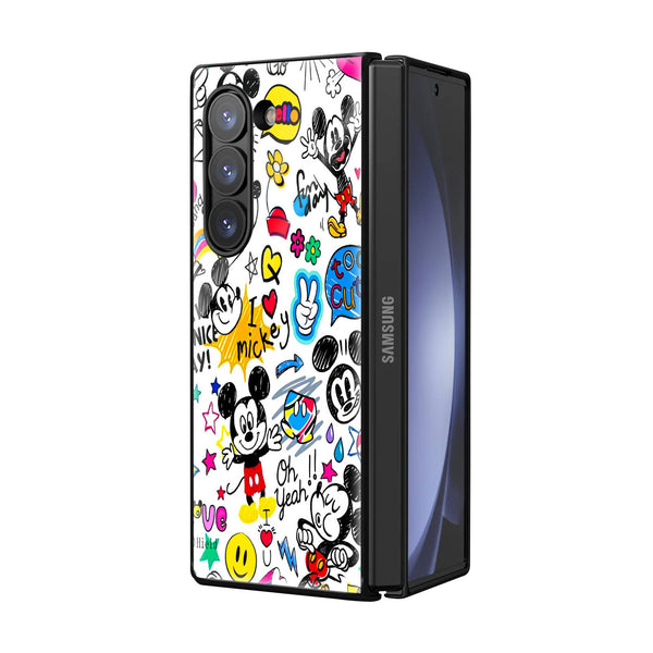Mickey Mouse Doodle Samsung Z Fold Glass Case image 1