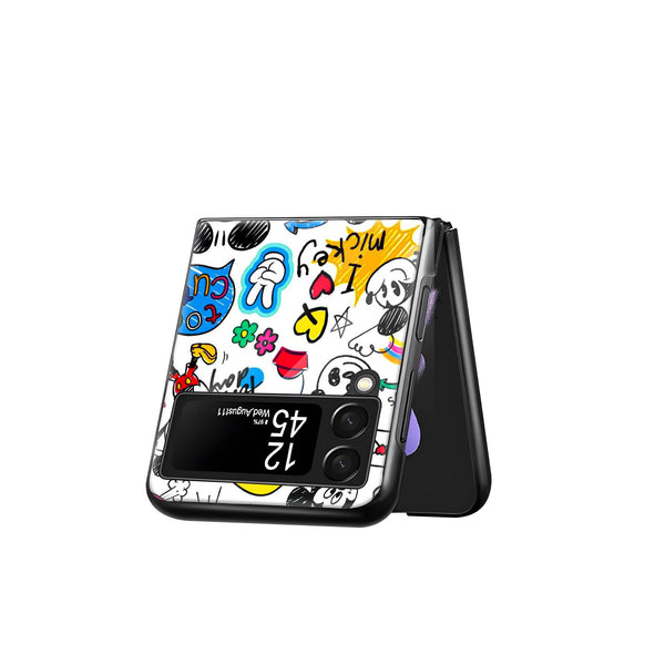 Mickey Mouse Doodle Samsung Z Flip Glass Case image 2