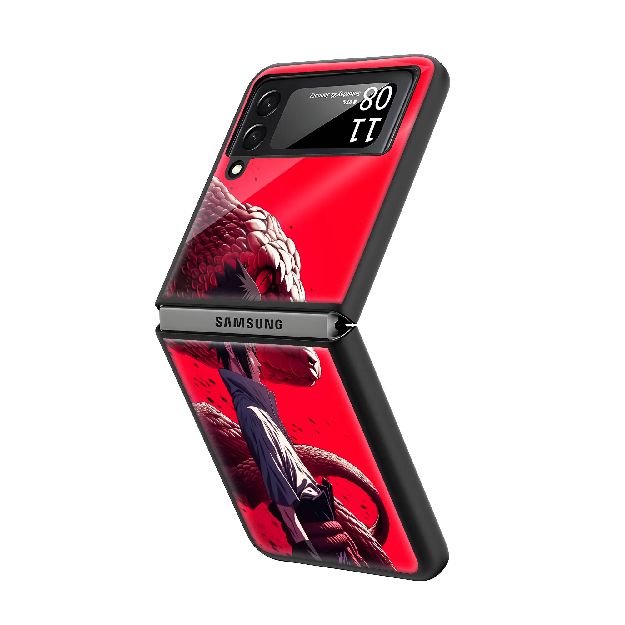 Sasuke Uchiha Samsung Z Flip Glass Case Secondary image