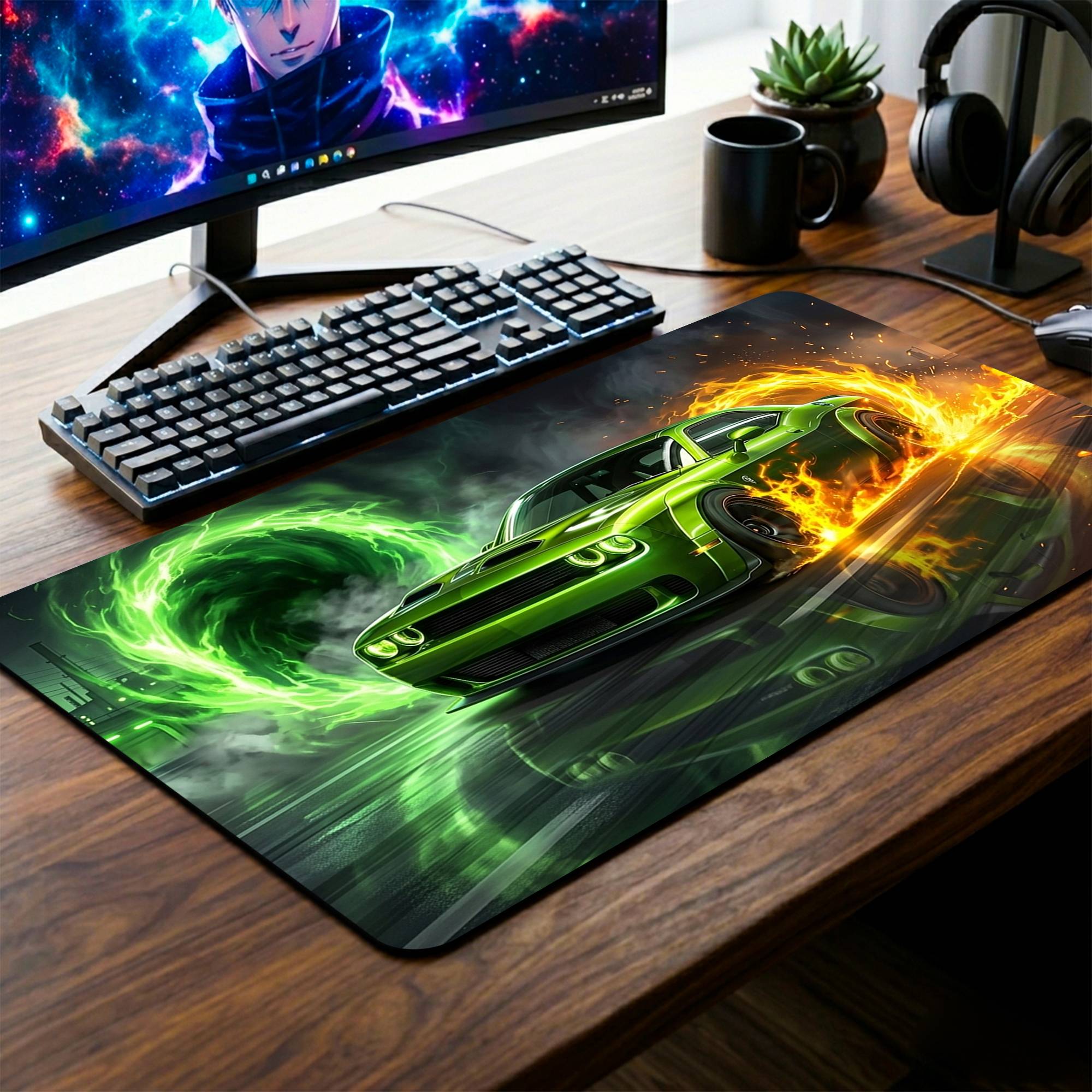 Green Dodge Desk Mat - 14 x 23 Inch image