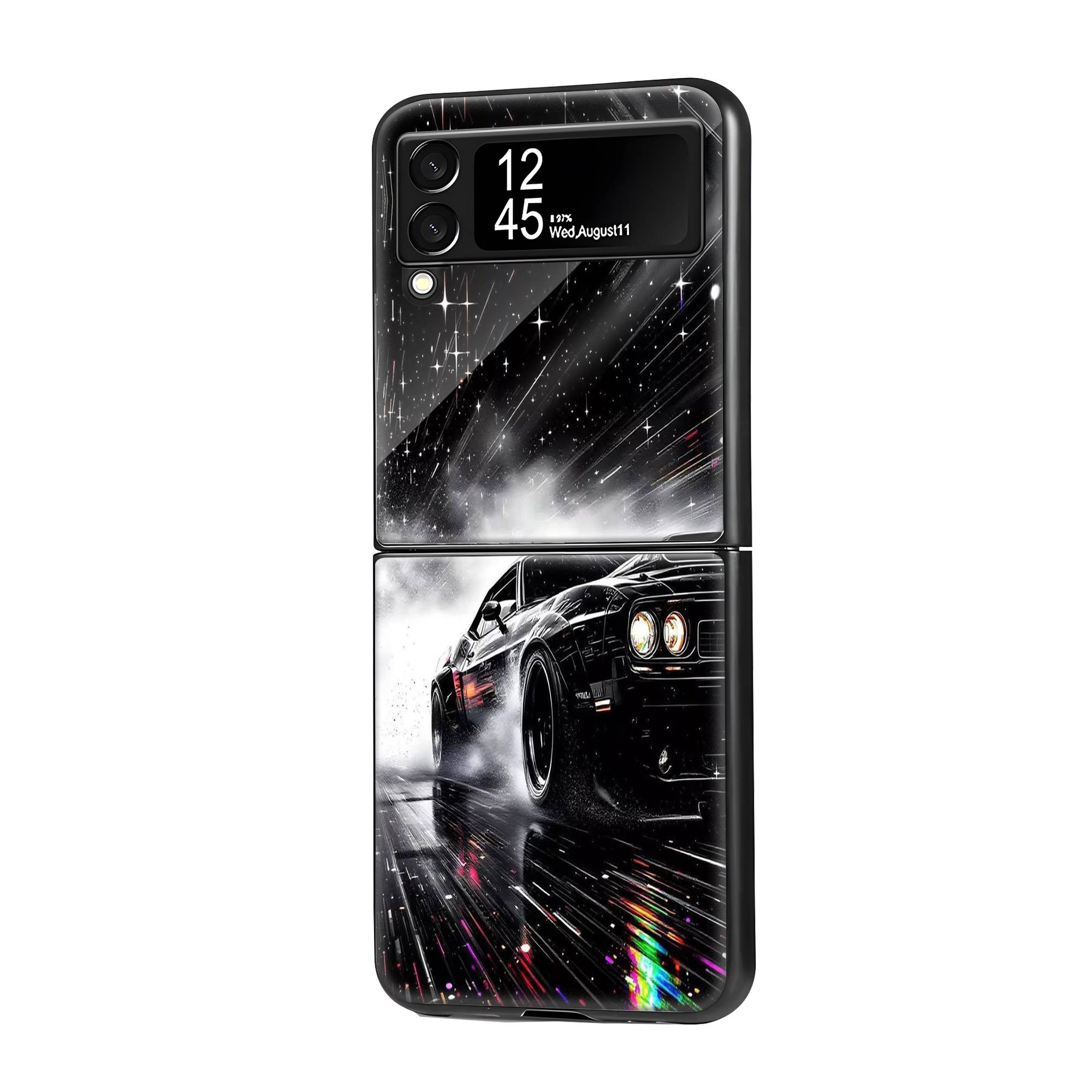 Black Dodge Samsung Z Flip Glass Case image 0