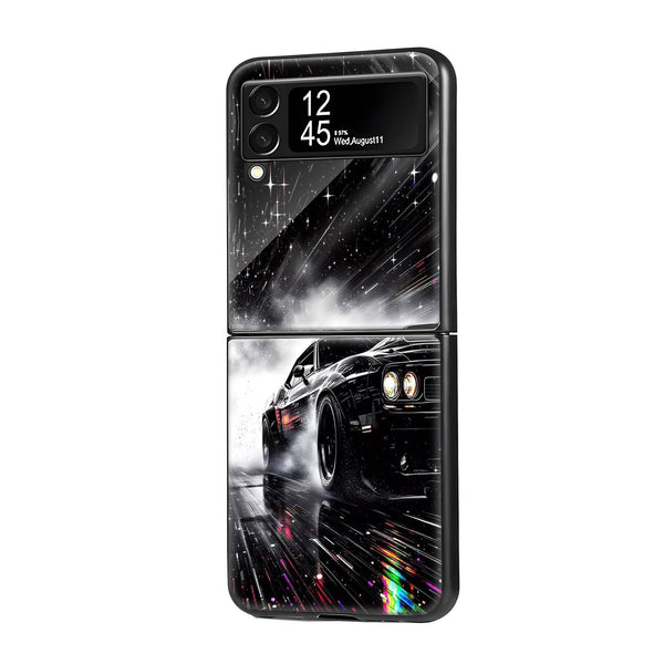 Black Dodge Samsung Z Flip Glass Case image 0