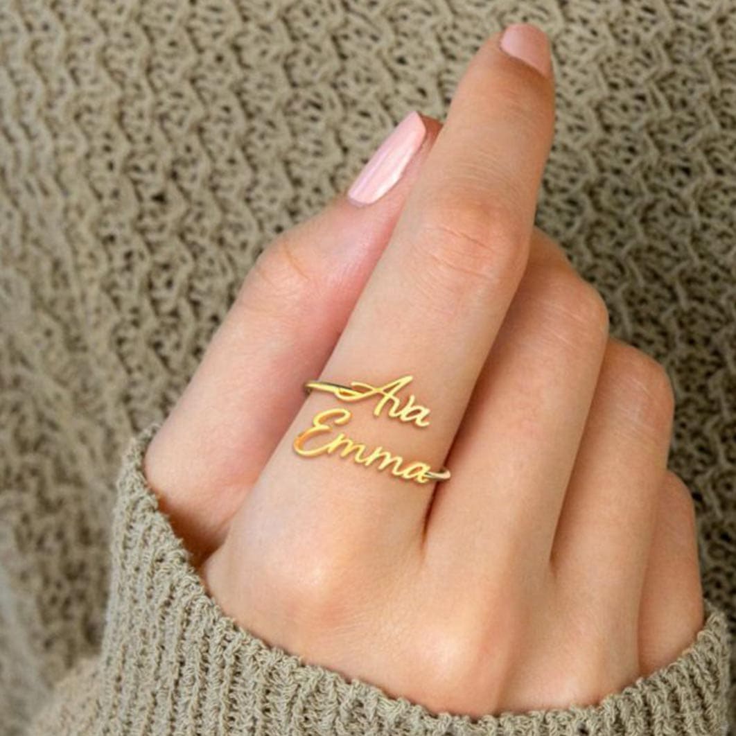 Name Ring, Custom Cast in 14k Gold, Raised Name over Sandblasted Finis –  Gem of the Day