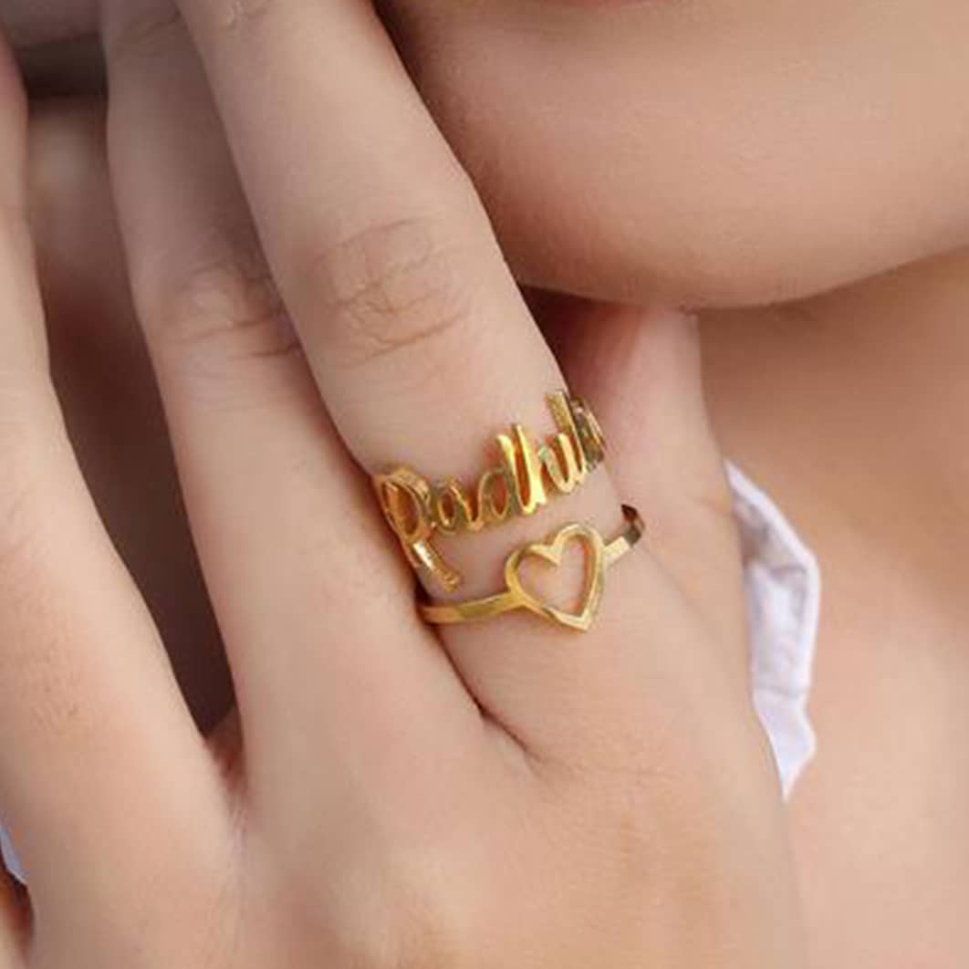 Amazon.com: BOMEI Double Name Rings Personalized,Custom Double Name Rings  for Women Personalized Customized Ring Charm Couples Adjustable Rings Gold  Stainless Steel Jewelry Wedding Gifts (Gold,Ring 1)