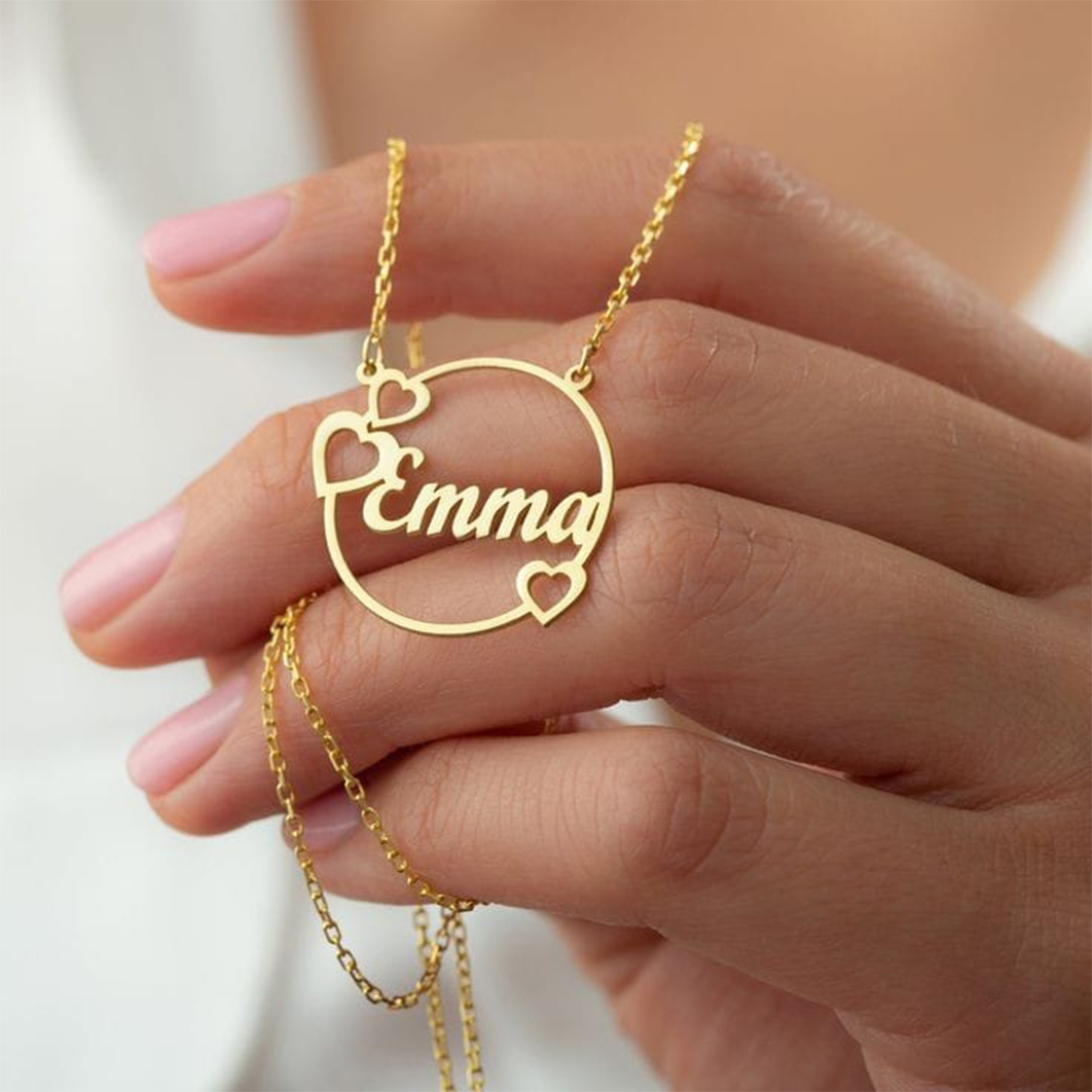 Heart With Circle Pendant Name Necklace – Stayclassy.in