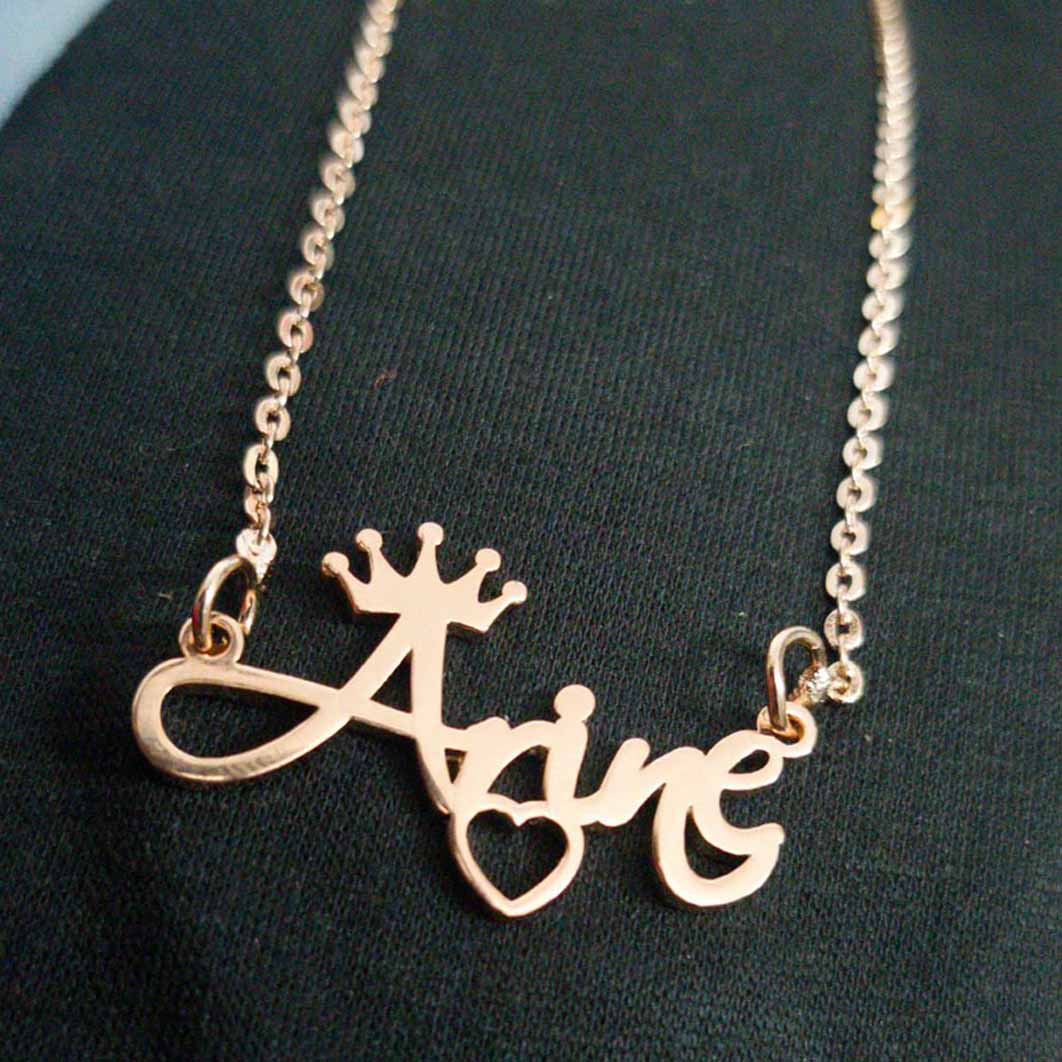Premium Quality Crown Gold Plated Name Necklace – Stayclassy.in